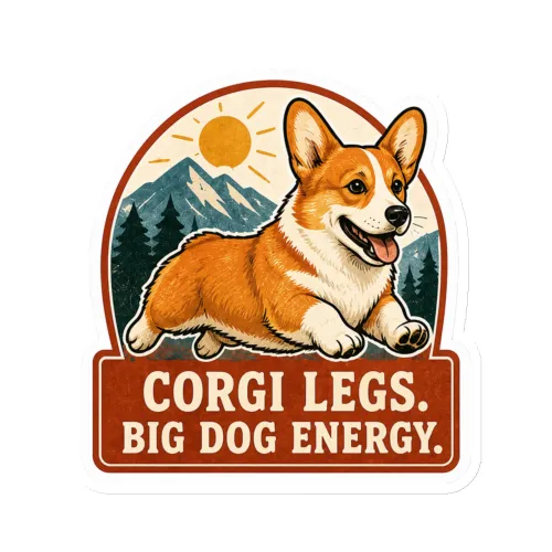Die-Cut Magnet, Corgi Legs. Big Dog Energy, Corgi Gift - 6″×6″ - White