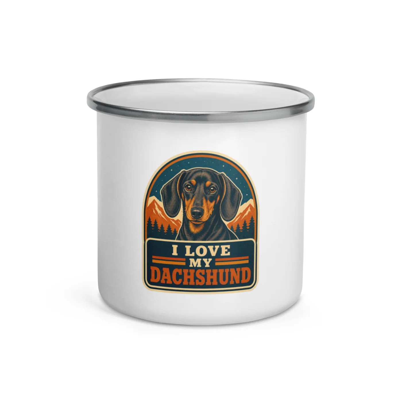 Enamel Camp Mug, Dachshund Gift: I Love My Dachshund