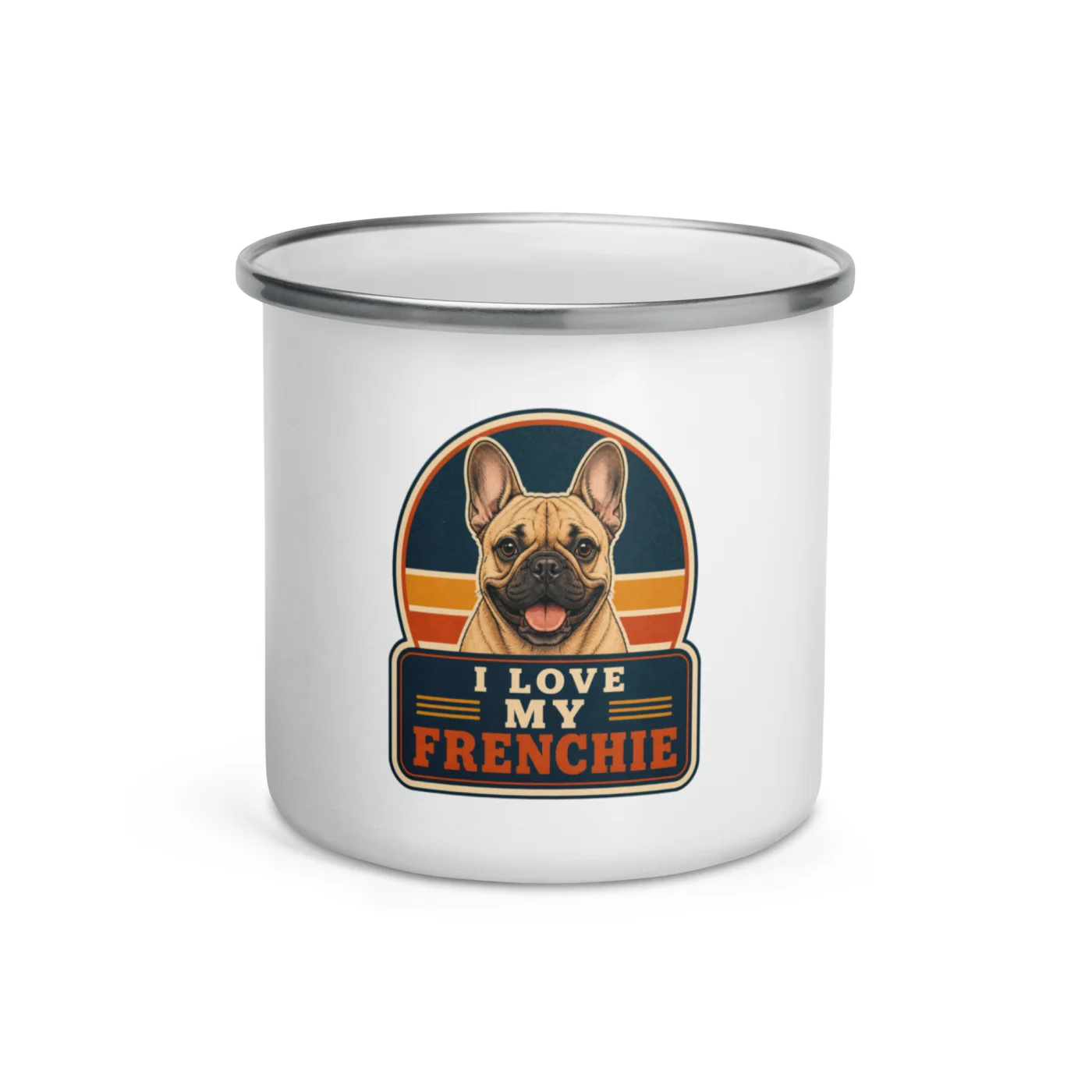 Enamel Camp Mug, French Bulldog Gift: I Love My Frenchie
