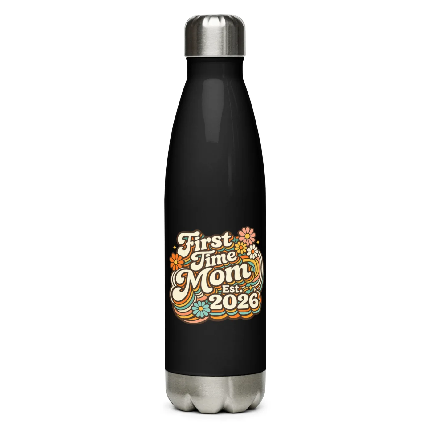 First Time Mom 2026 Water Bottle, Mom Est 2026 Gift, New Mom Bottle, Baby Shower Gift, Retro Mom Gift, Insulated Bottle, Mom On The Go