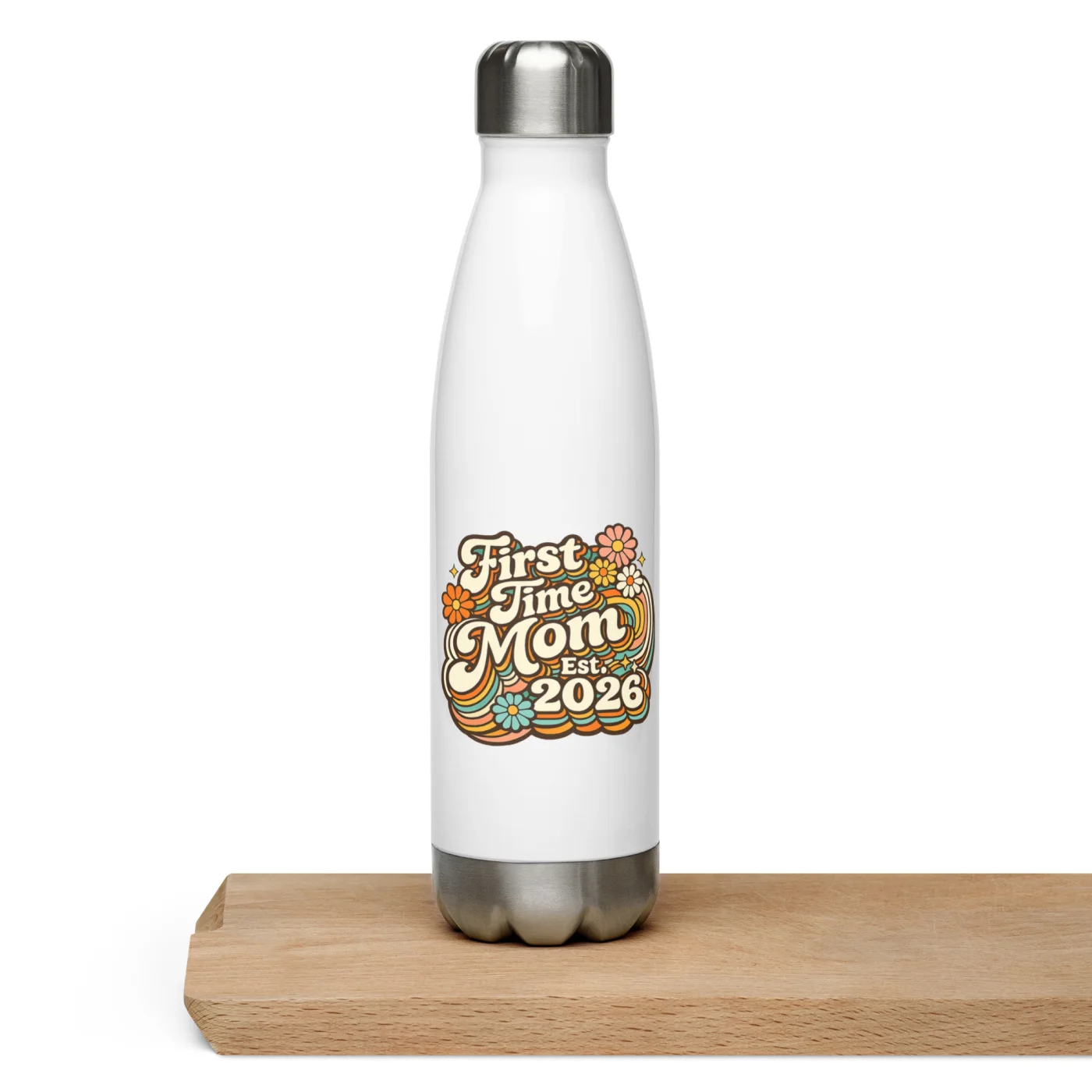 First Time Mom 2026 Water Bottle, Mom Est 2026 Gift, New Mom Bottle, Baby Shower Gift, Retro Mom Gift, Insulated Bottle, Mom On The Go