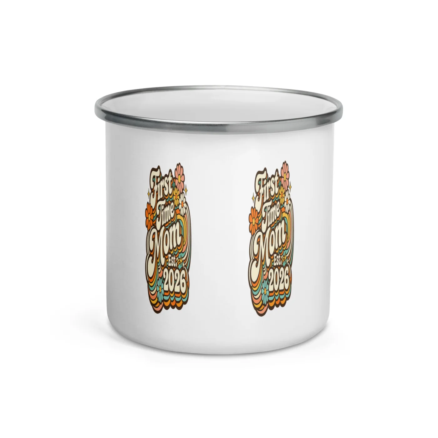 First Time Mom 2026 Enamel Mug, Mom Est 2026 Camp Mug, New Mom Gift, Baby Shower Gift, Retro Mom Mug, Camping Mug, Outdoor Mom Gift