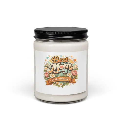 Best Mom in the World Candle, Scented Soy Candle Gift for Mom, Mother’s Day Candle, Relaxing Candle, Floral Mom Gift, Home Decor Candle - 9oz - White Sage and Lavender