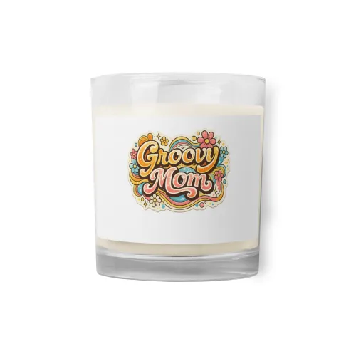 Groovy Mom Soy Candle, Retro Mother's Day Gift - Unscented - White