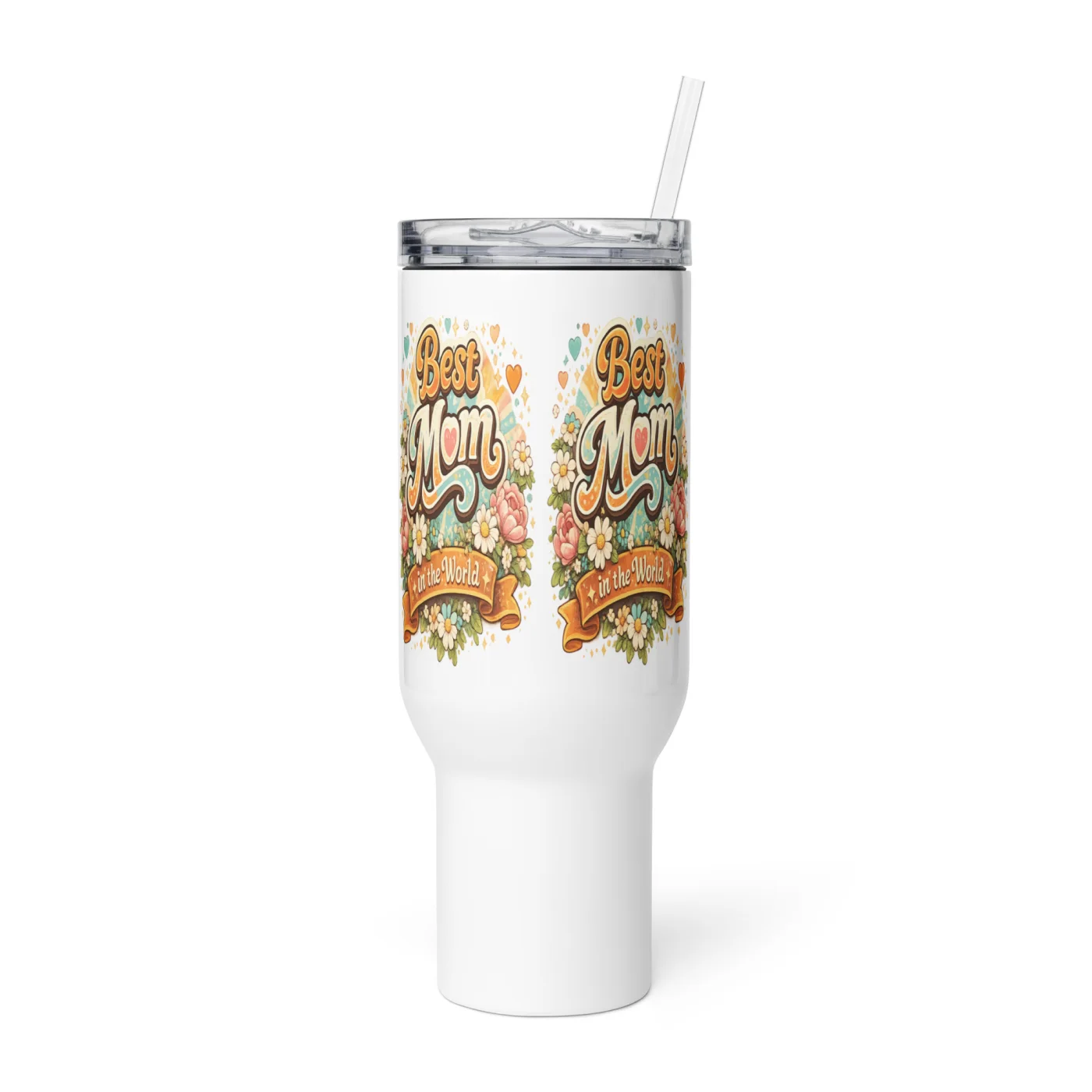 Best Mom in the World Travel Mug, Retro Mom Tumbler, Mother’s Day Gift, Floral Mom Coffee Tumbler, Gift for Mom, Cute Mom Mug, Mom On The Go