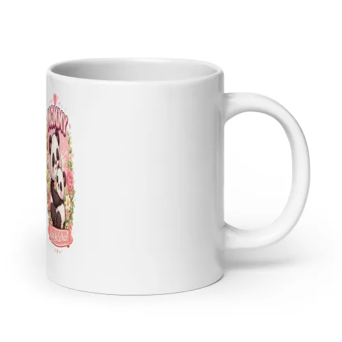 Ceramic Mug, Mommy Panda Mug, Cute Mom Mug Gift, Panda Coffee Mug, Mother’s Day Gift, New Mom Gift, Baby Shower Gift, I Love You Mom Mug - 20 oz - White