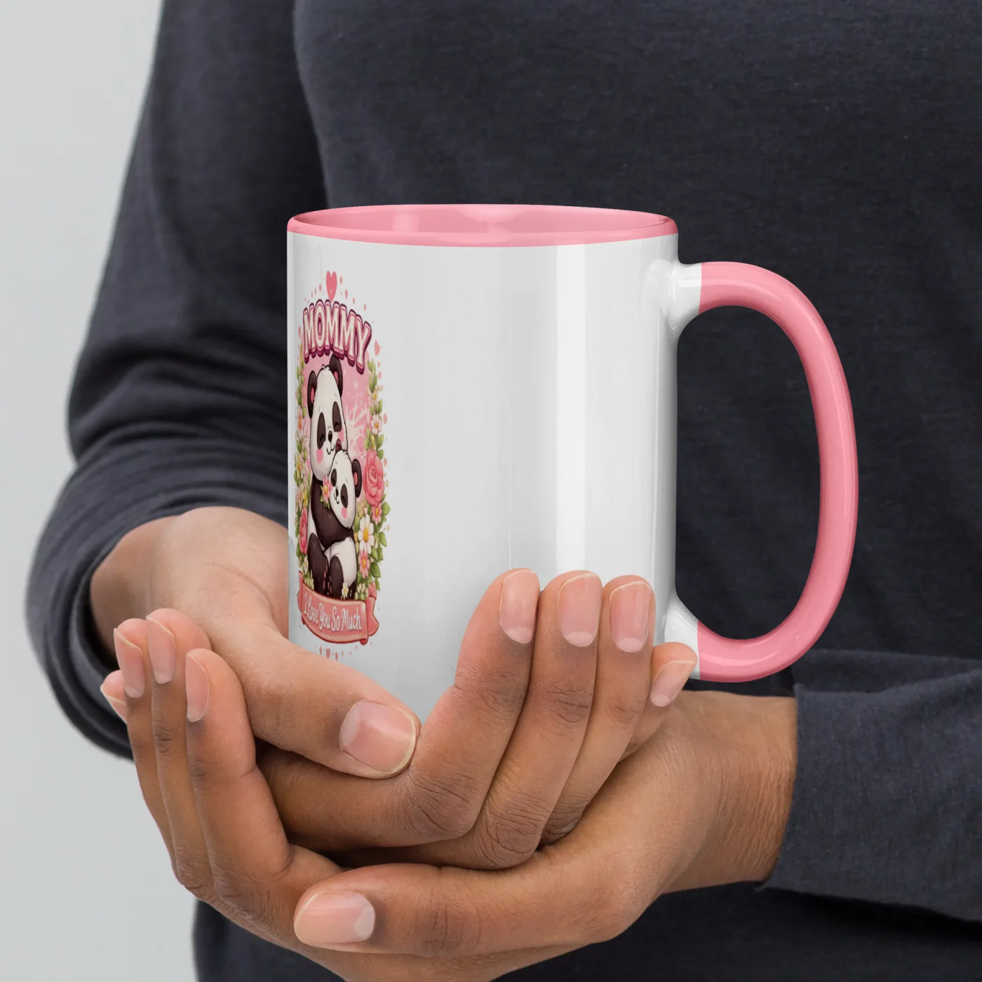 Color Inside Coffee Mug, Mommy Panda Mug, Cute Mom Mug Gift, Panda Coffee Mug, Mother’s Day Gift, New Mom Gift, Baby Shower Gift, I Love You Mom Mug