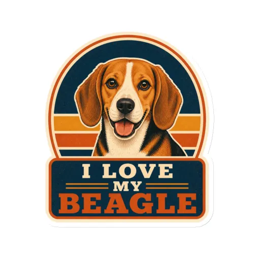 Die-Cut Magnet, I Love My Beagle, Beagle Gift - 6″×6″ - White