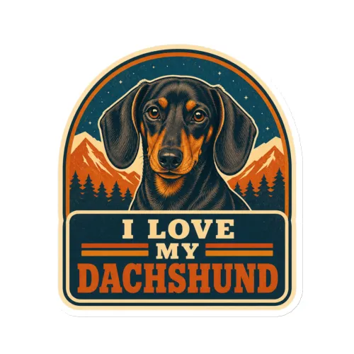 Die-Cut Magnet, I Love My Dachshund, Dachshund Gift - 6″×6″ - White