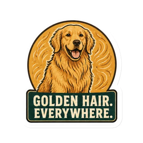 Die-Cut Magnet, Golden Hair. Everywhere, Golden Retriever Gift - 6″×6″ - White