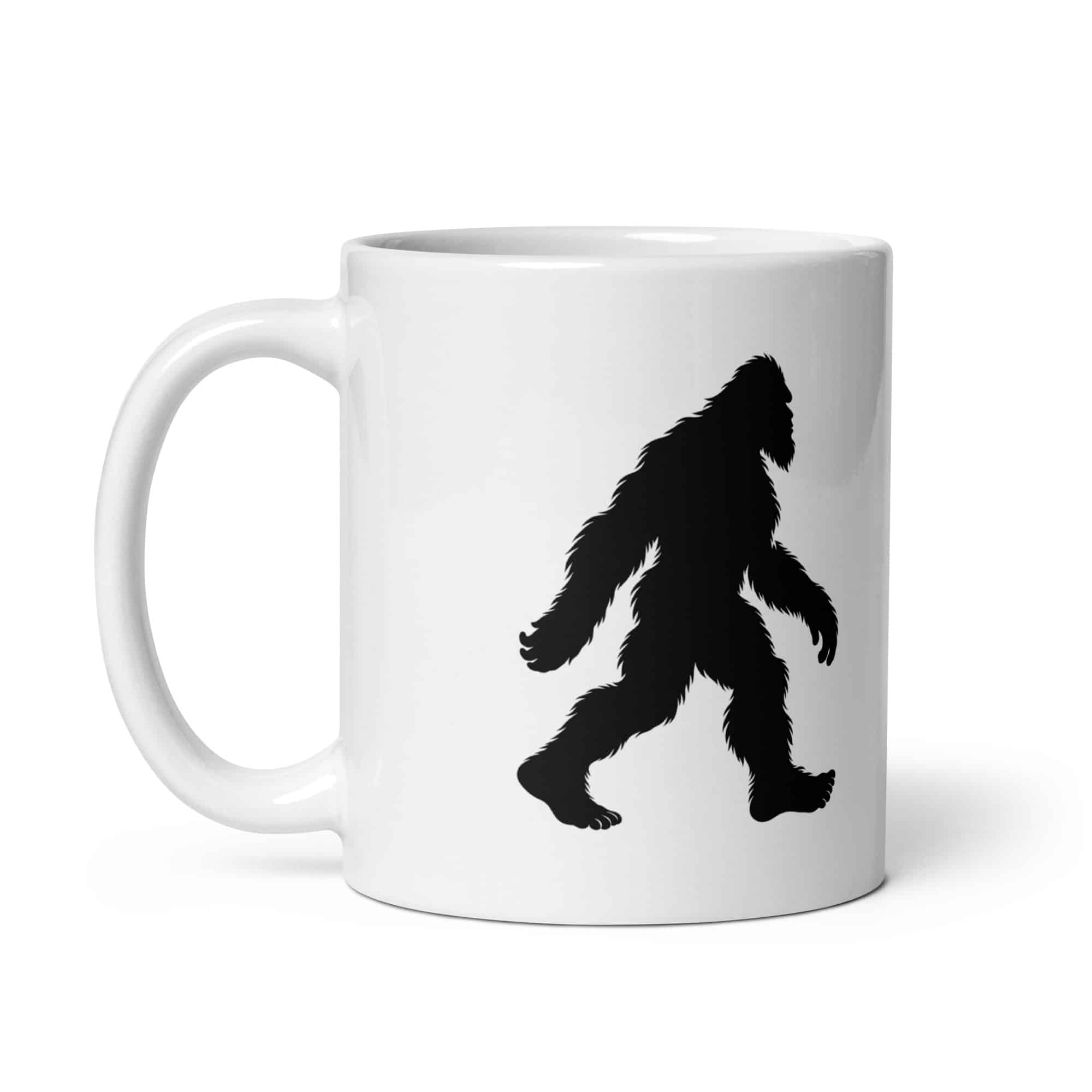 Walking Bigfoot White Ceramic Coffee Mug