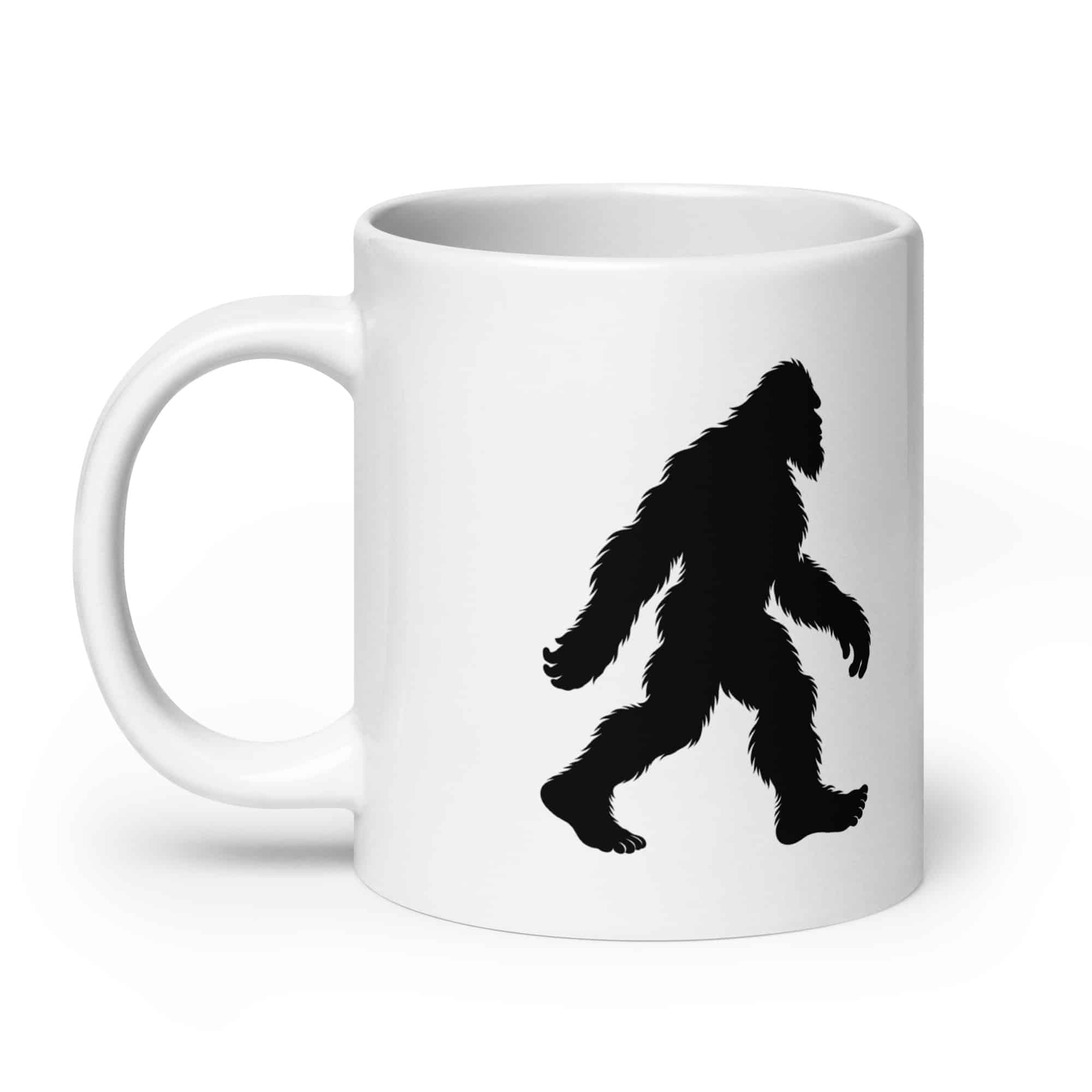 Walking Bigfoot White Ceramic Coffee Mug