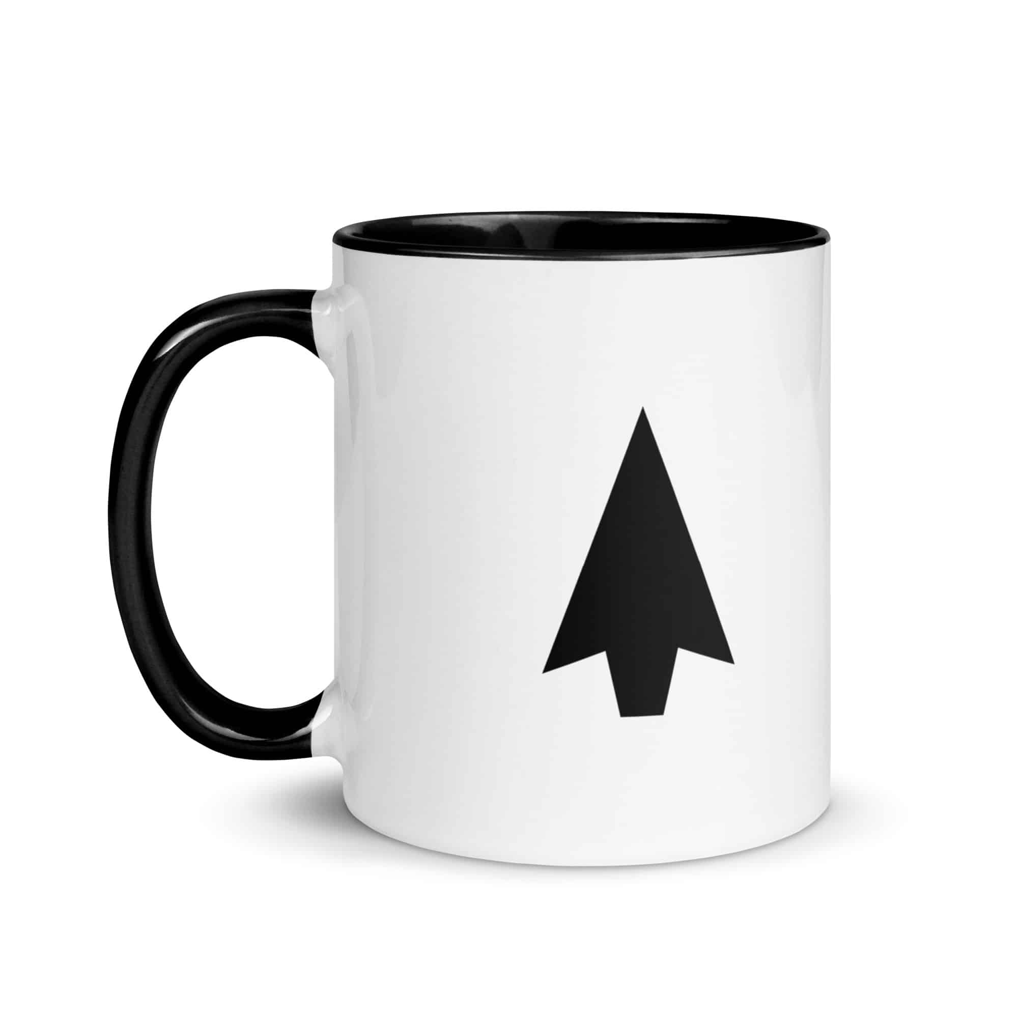 Black Solid Arrowhead Color Inside Mug