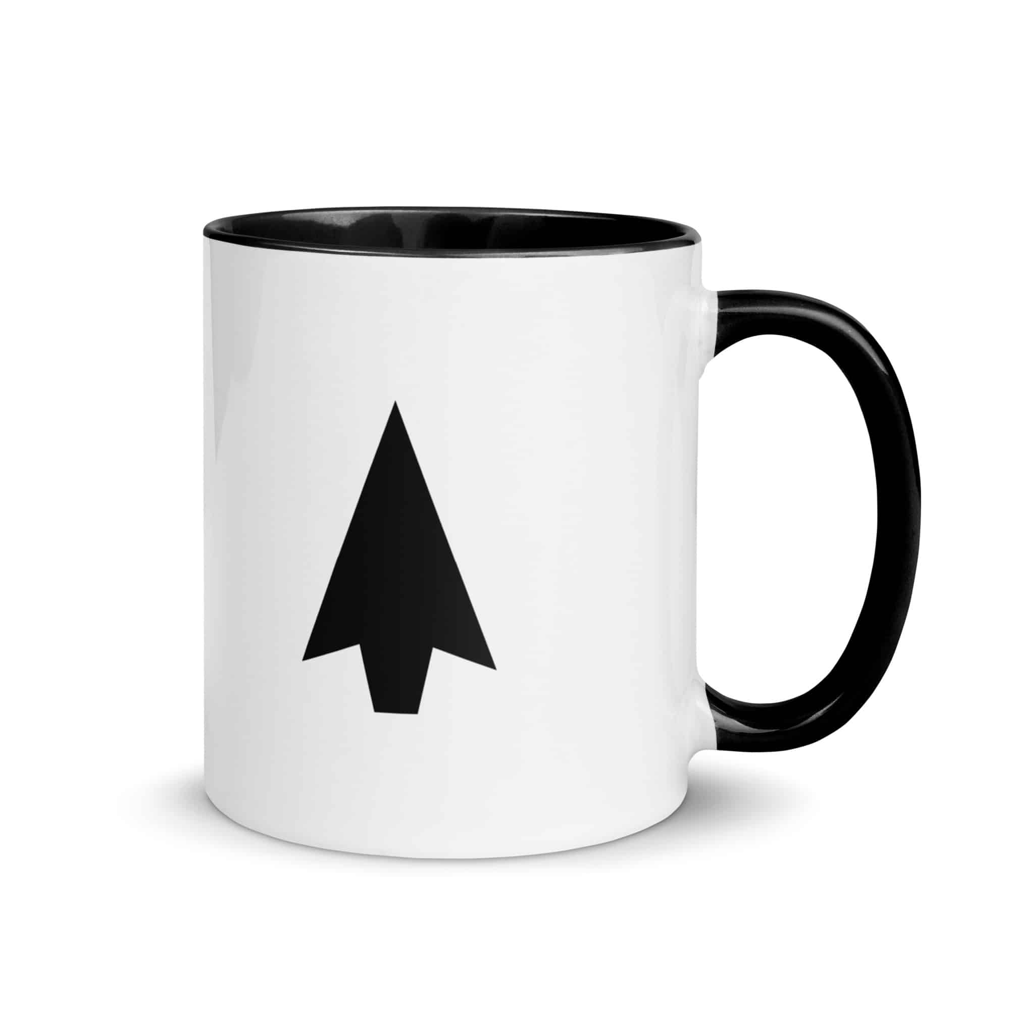 Black Solid Arrowhead Color Inside Mug