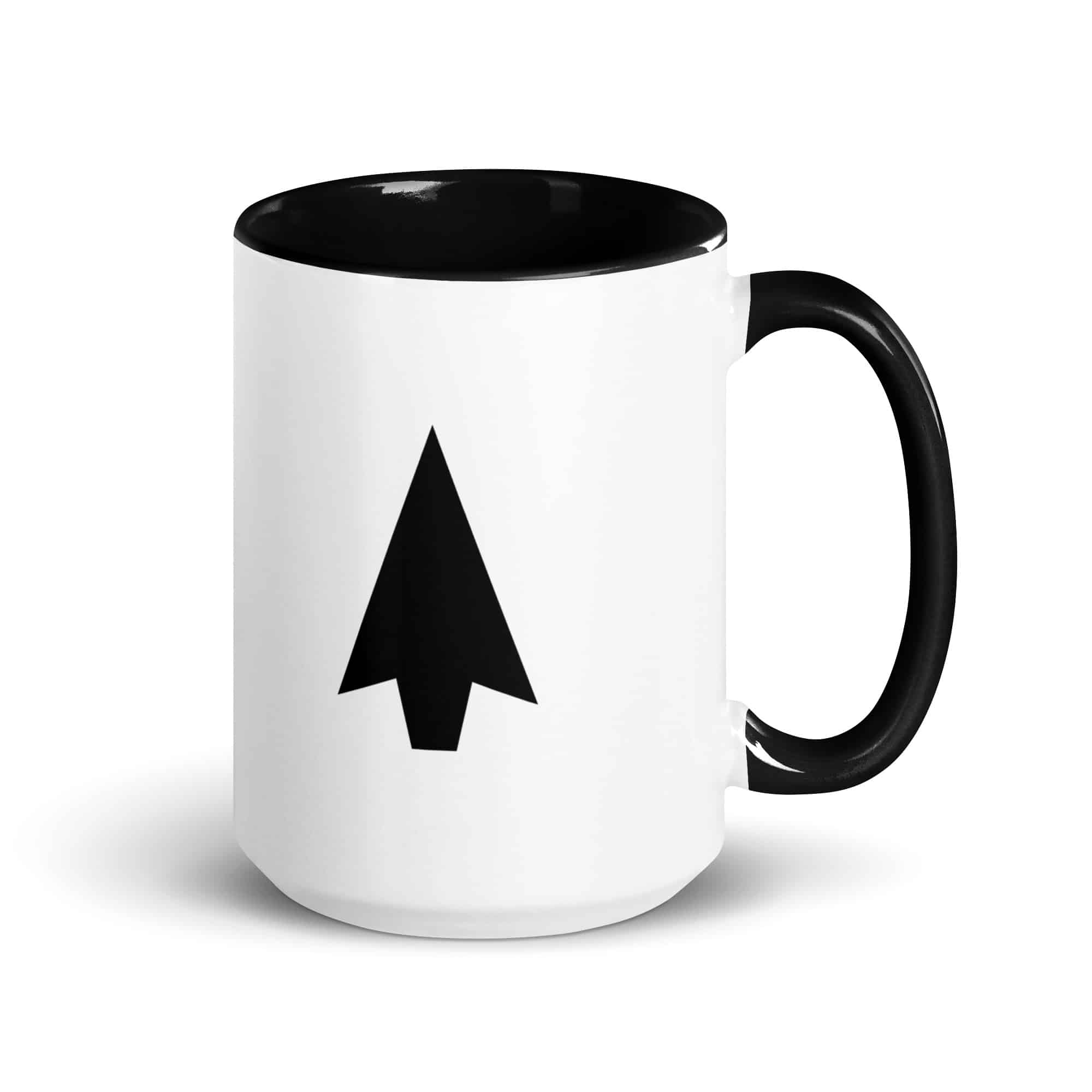 Black Solid Arrowhead Color Inside Mug