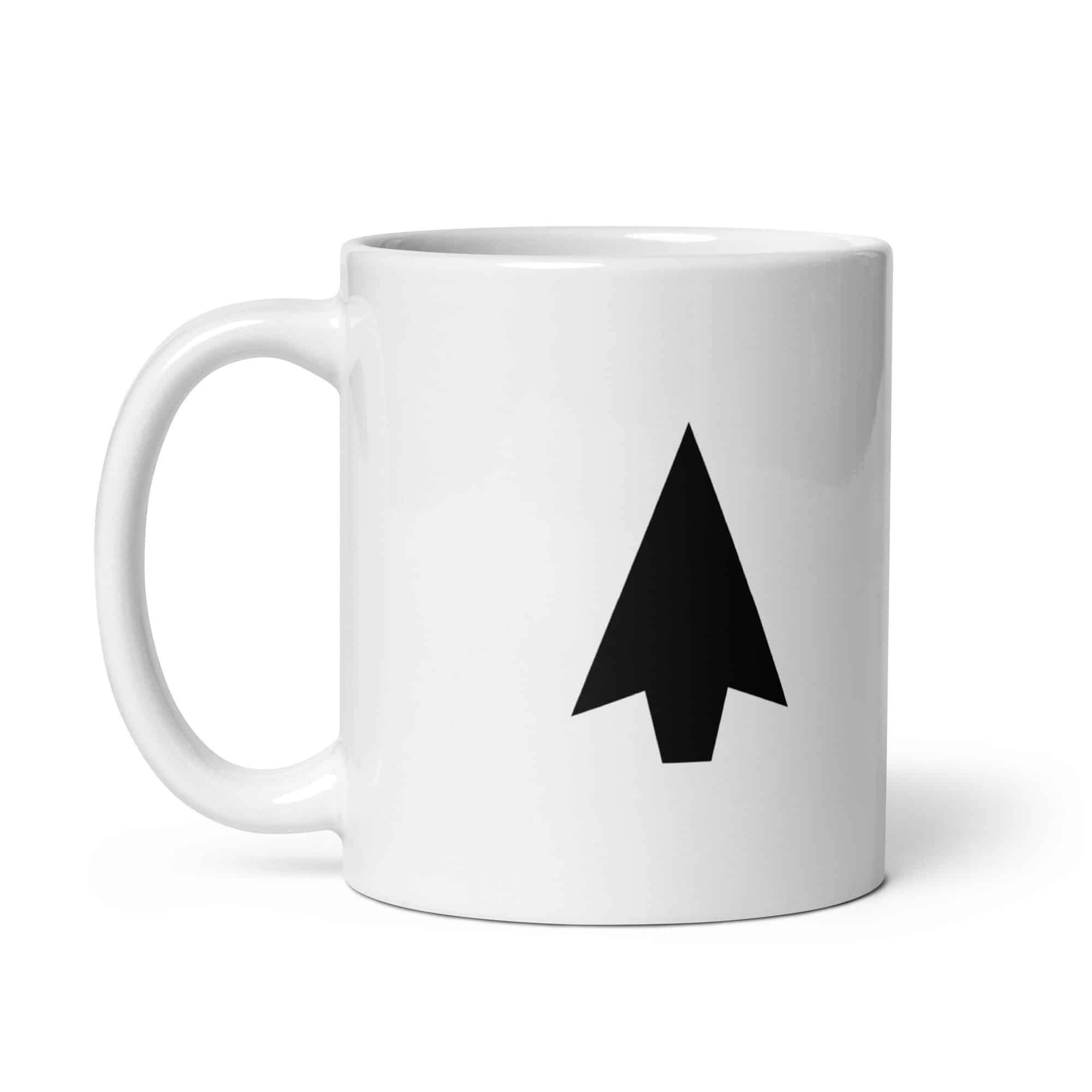 Black Solid Arrowhead White Ceramic Coffee Mug