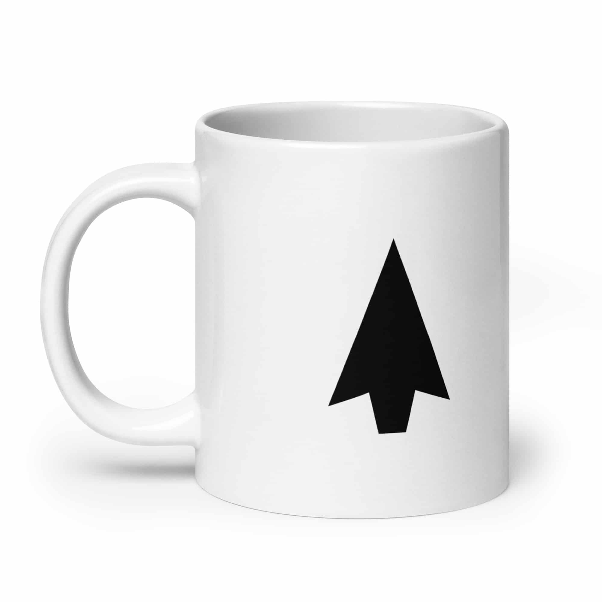 Black Solid Arrowhead White Ceramic Coffee Mug