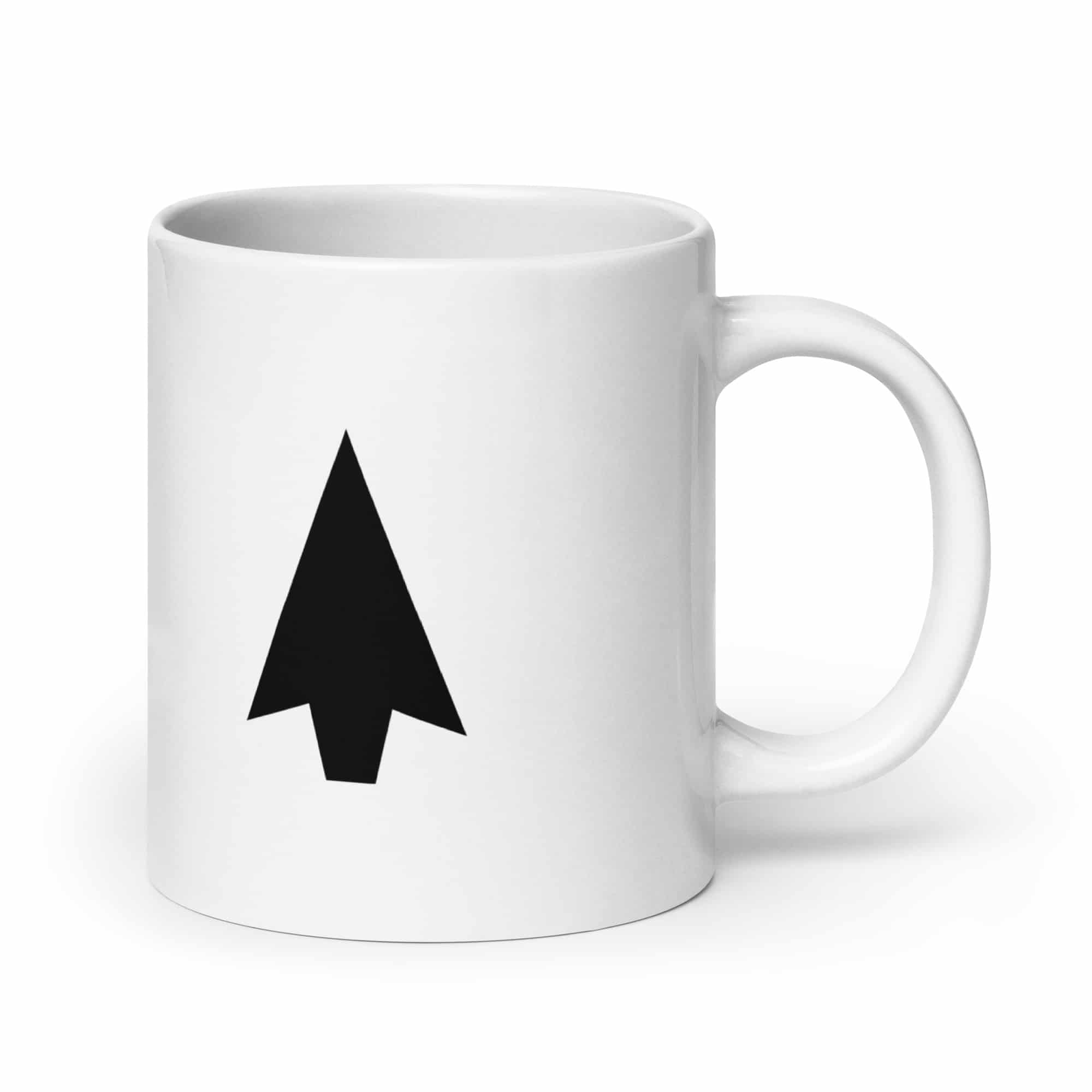 Black Solid Arrowhead White Ceramic Coffee Mug