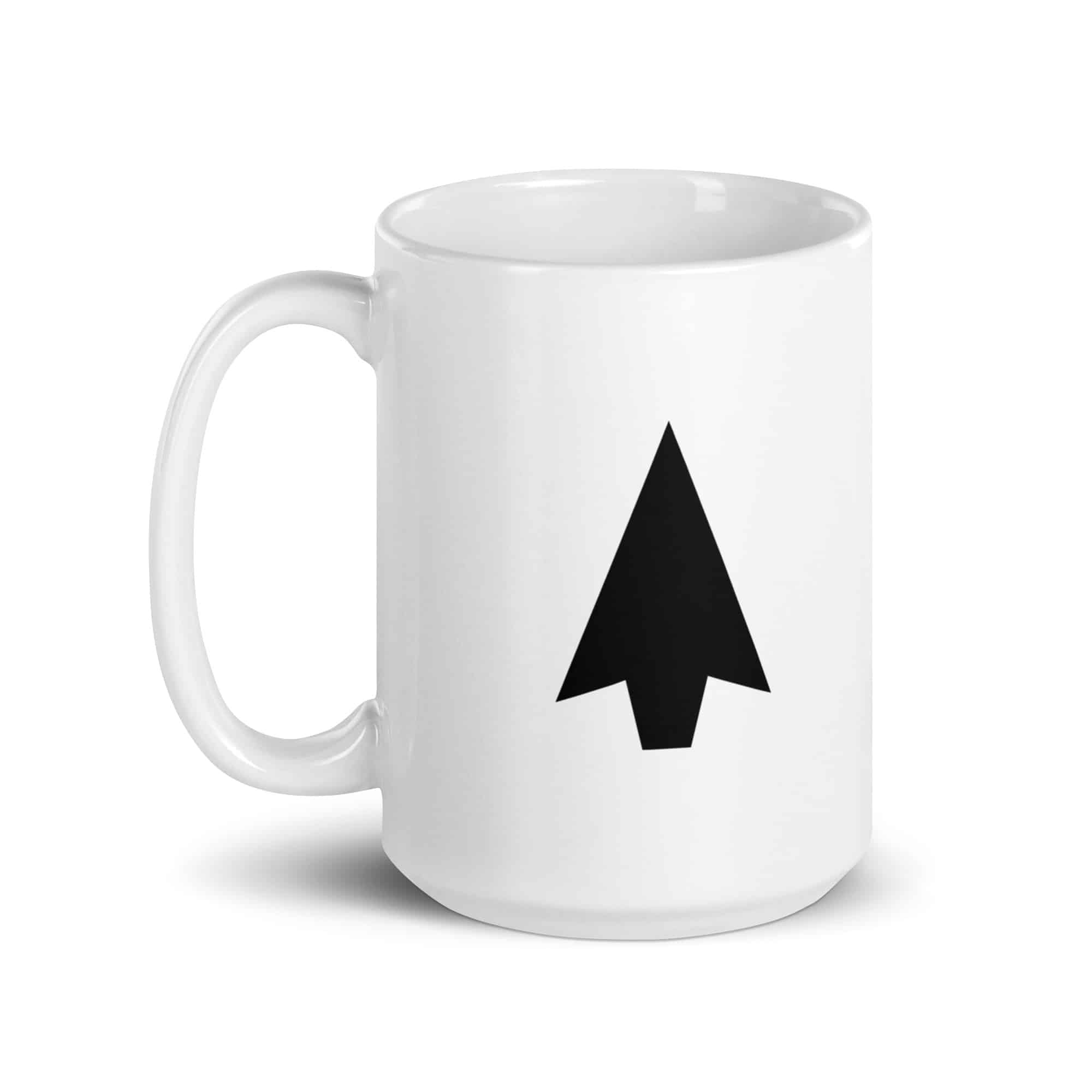 Black Solid Arrowhead White Ceramic Coffee Mug