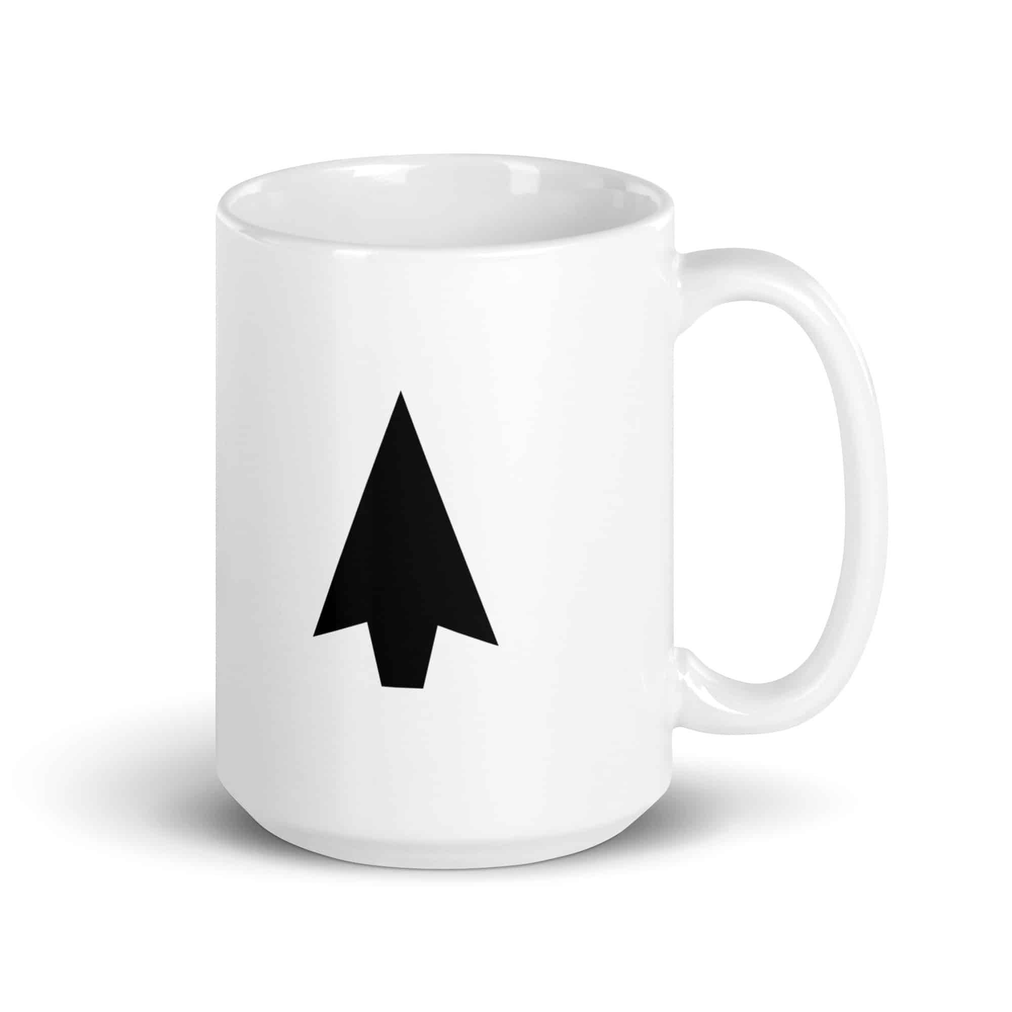 Black Solid Arrowhead White Ceramic Coffee Mug