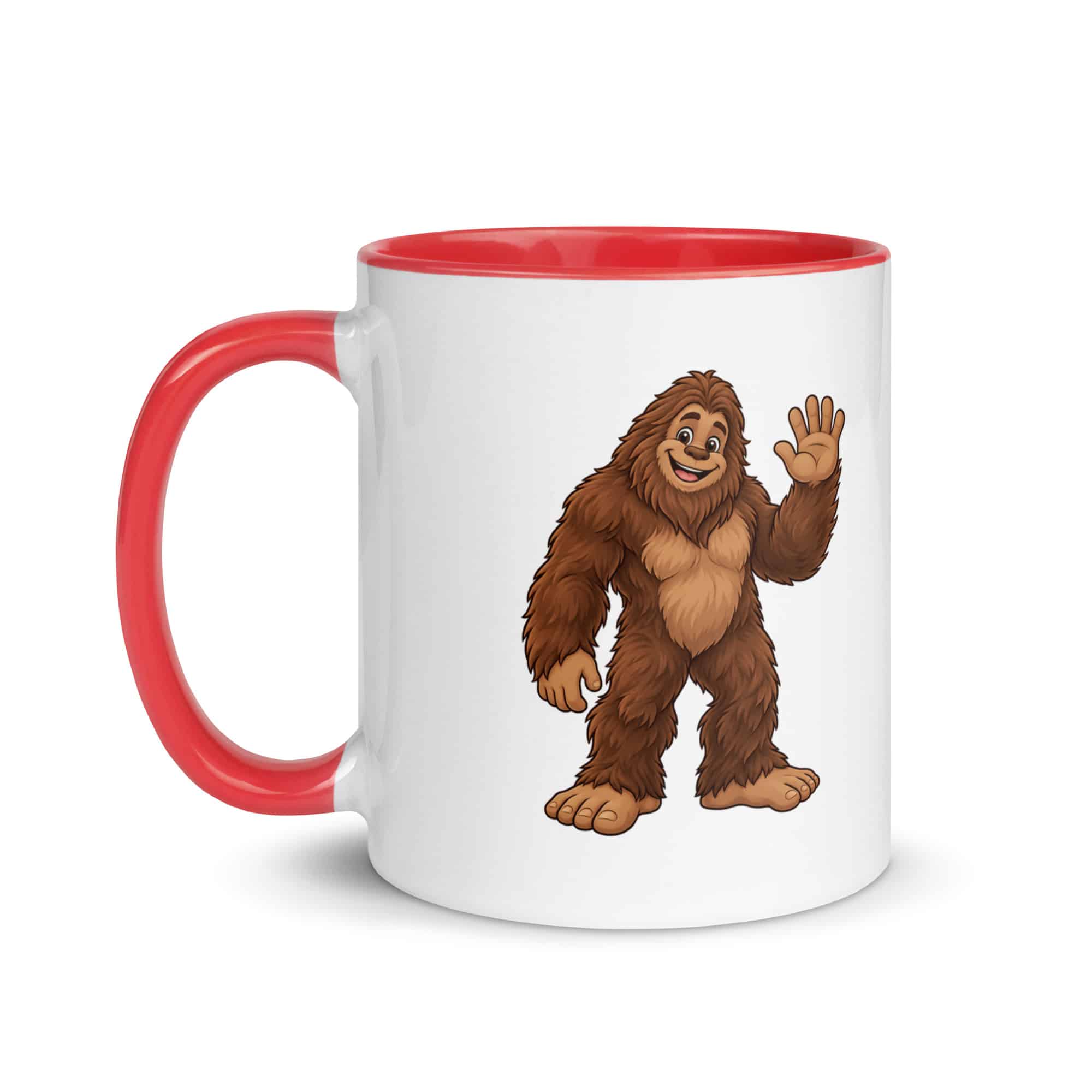 Friendly Waving Bigfoot Color Inside Mug