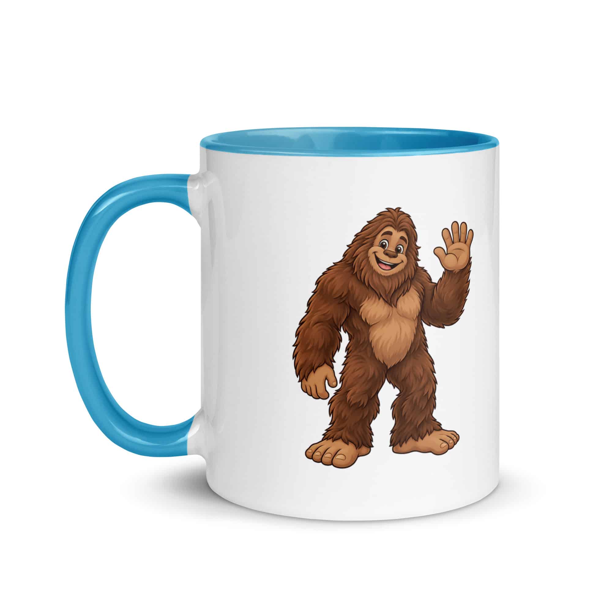 Friendly Waving Bigfoot Color Inside Mug