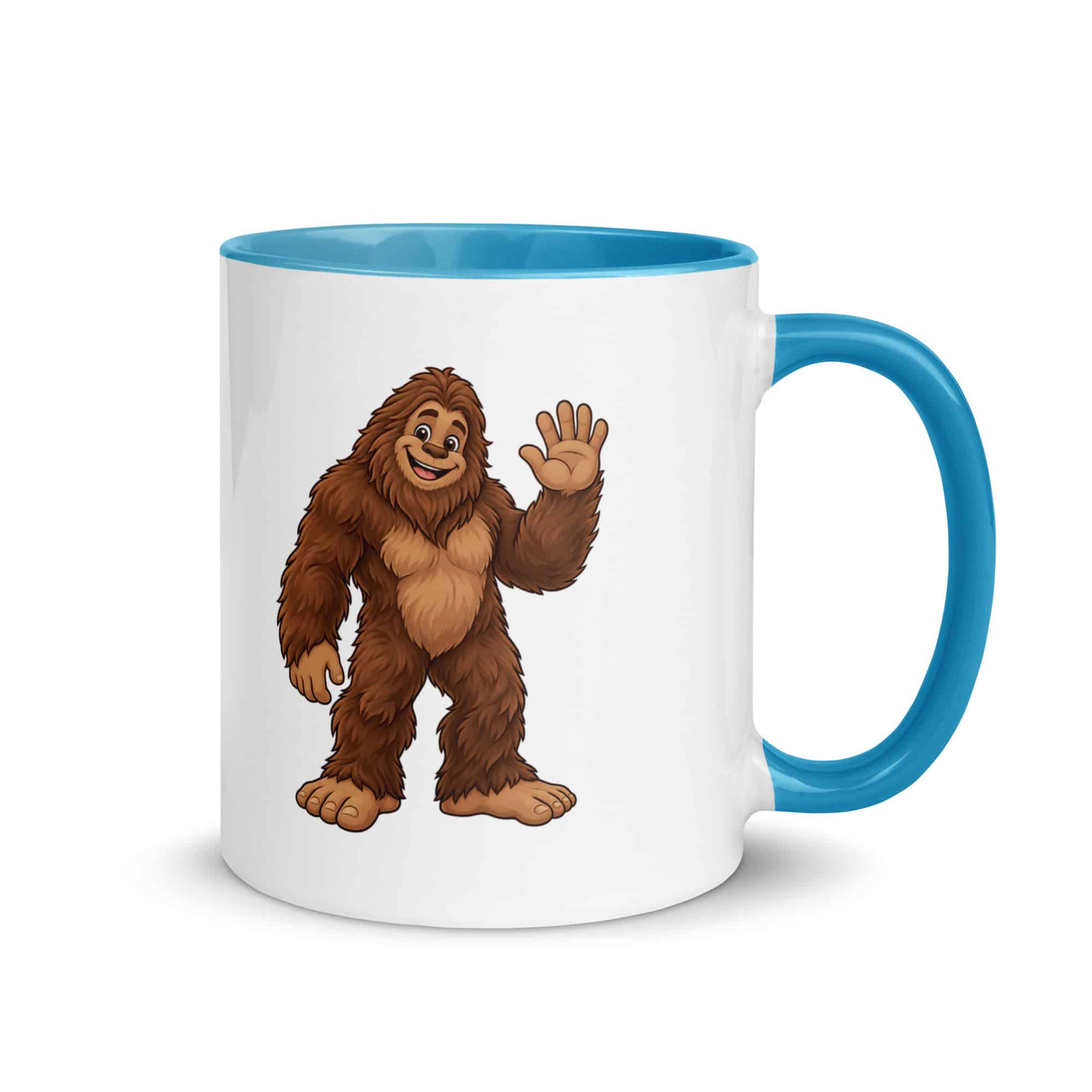 Friendly Waving Bigfoot Color Inside Mug