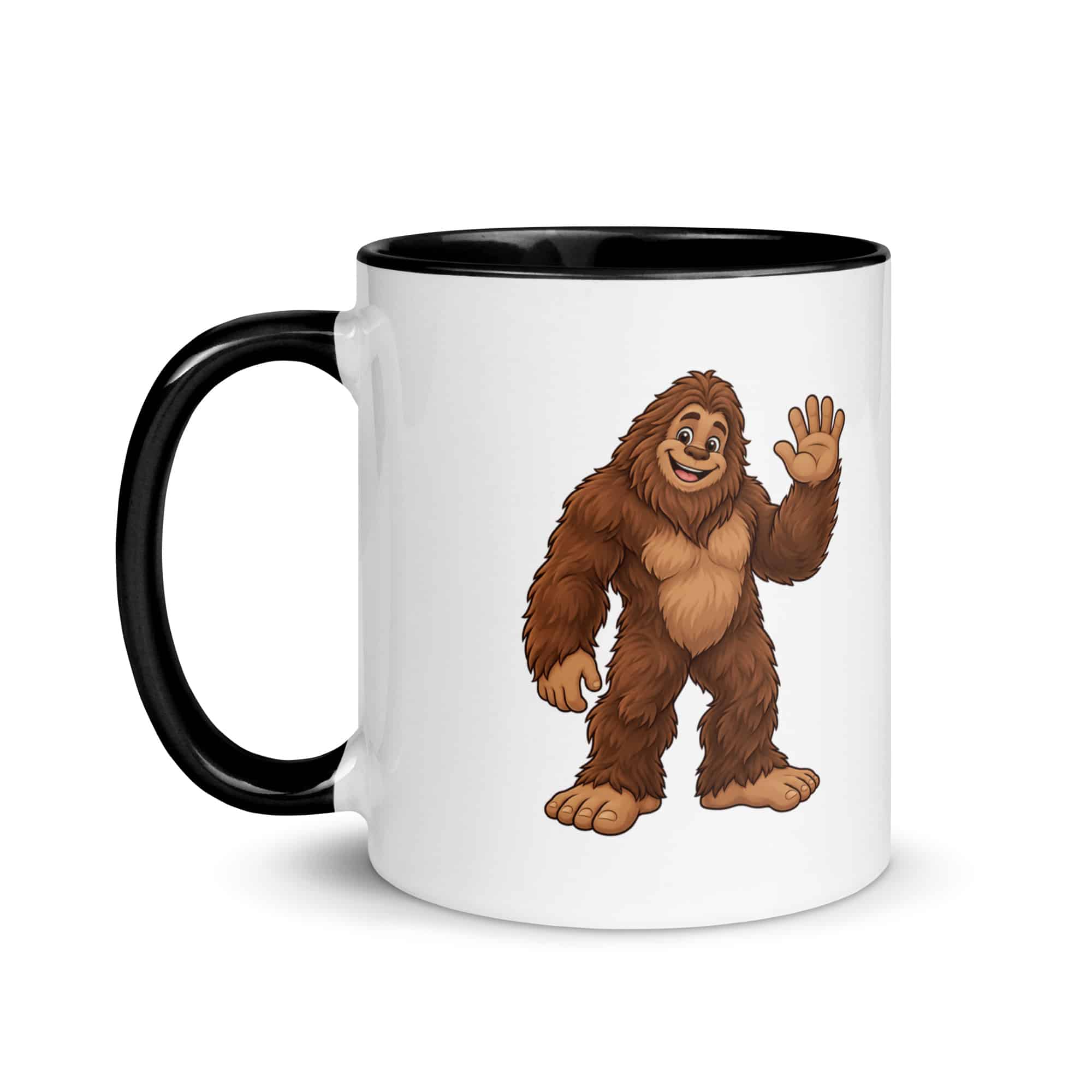 Friendly Waving Bigfoot Color Inside Mug