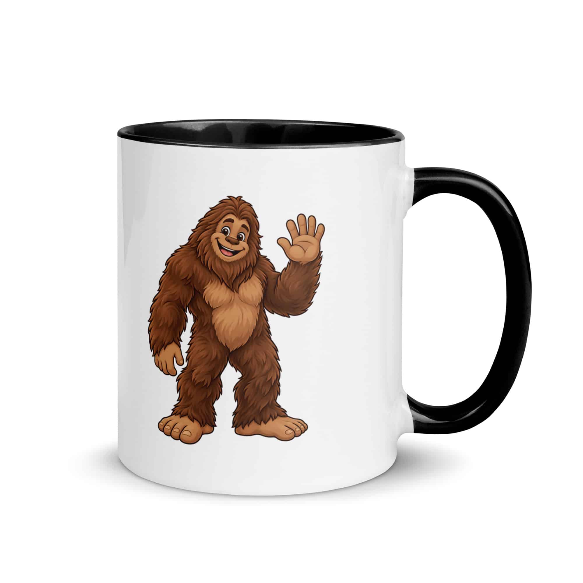 Friendly Waving Bigfoot Color Inside Mug