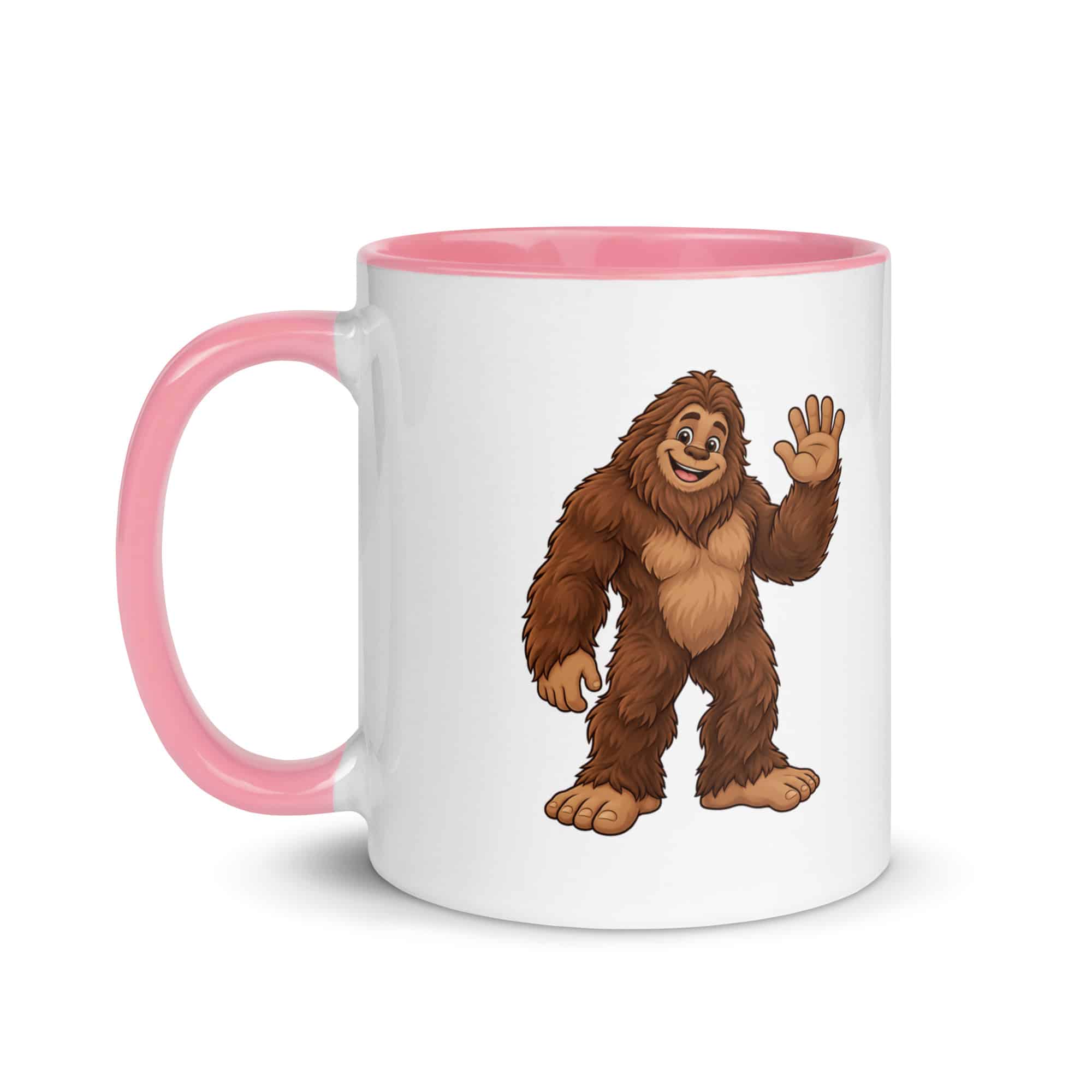 Friendly Waving Bigfoot Color Inside Mug