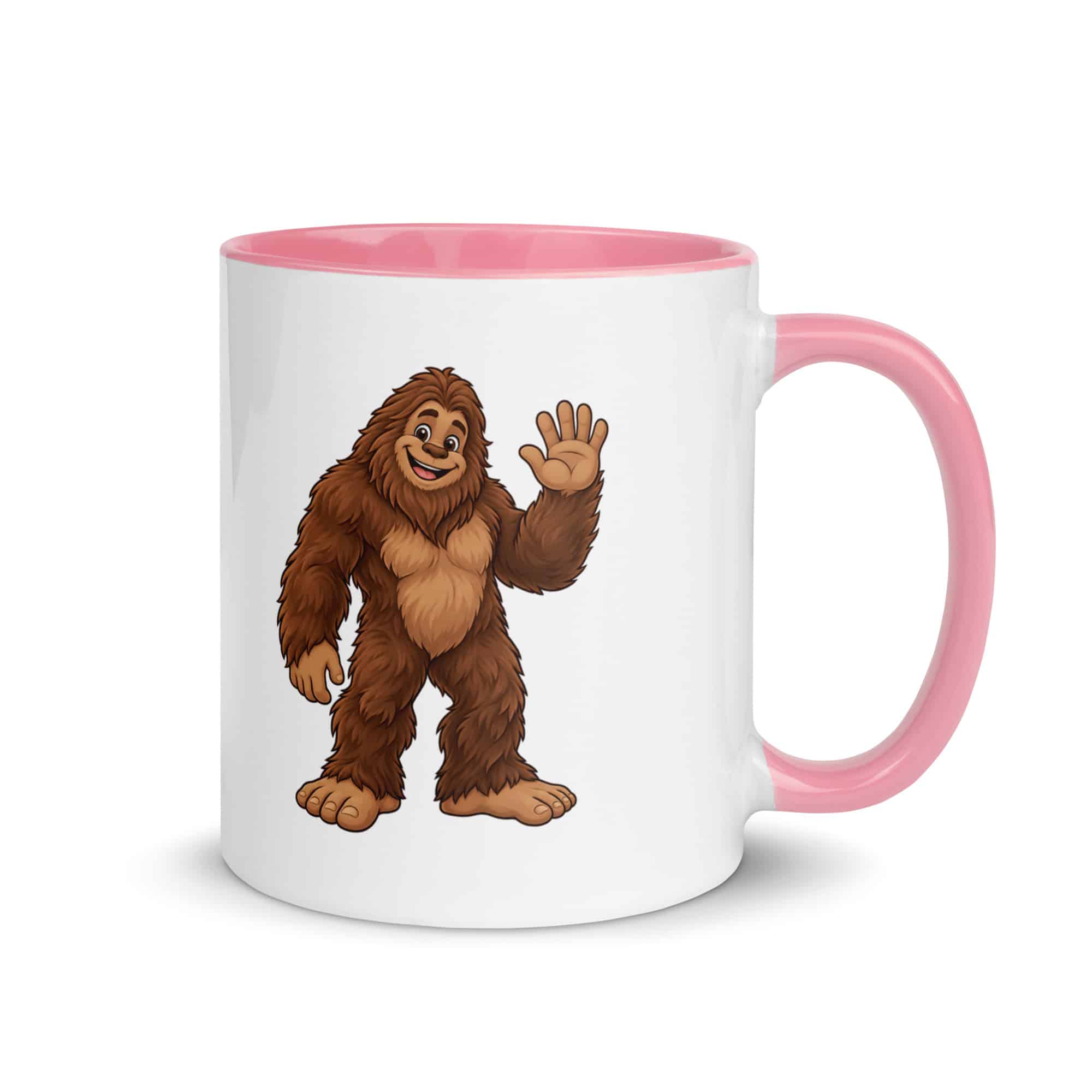 Friendly Waving Bigfoot Color Inside Mug