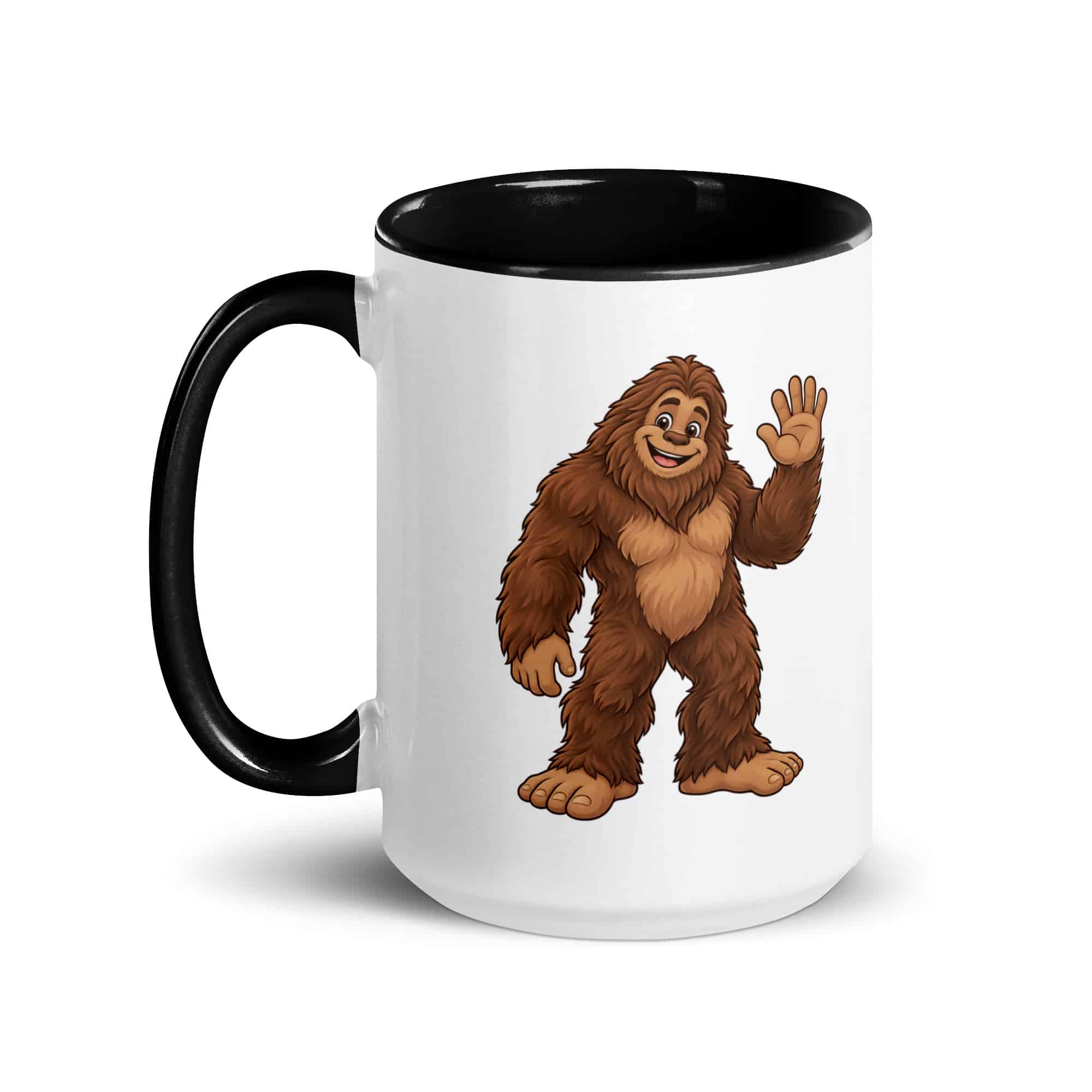 Friendly Waving Bigfoot Color Inside Mug