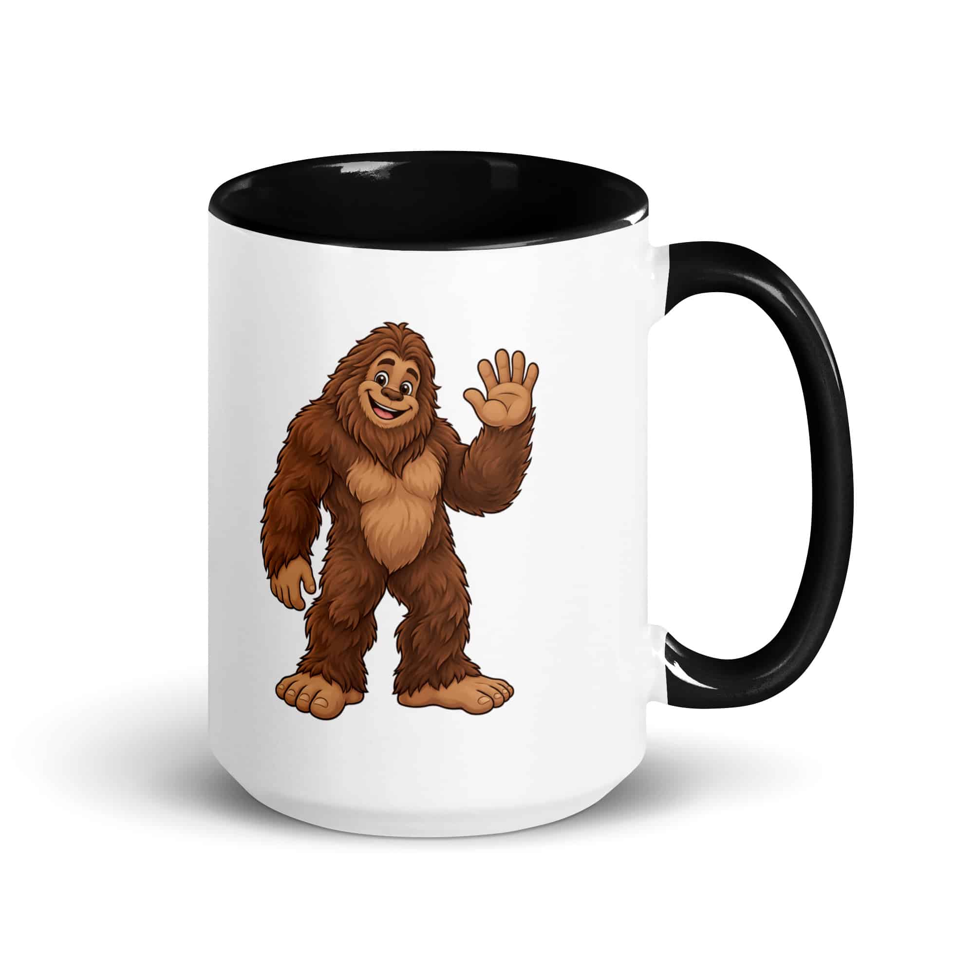 Friendly Waving Bigfoot Color Inside Mug