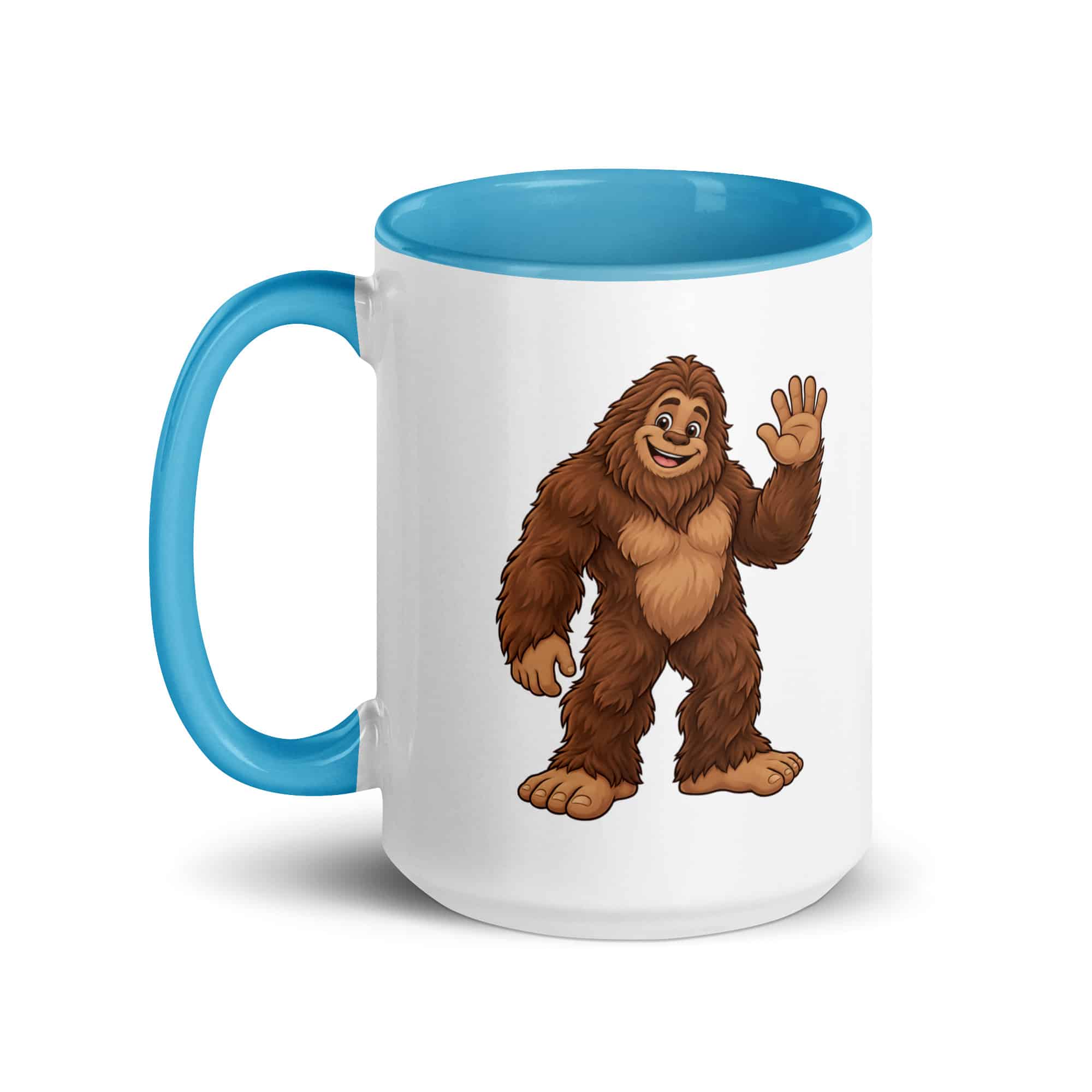 Friendly Waving Bigfoot Color Inside Mug