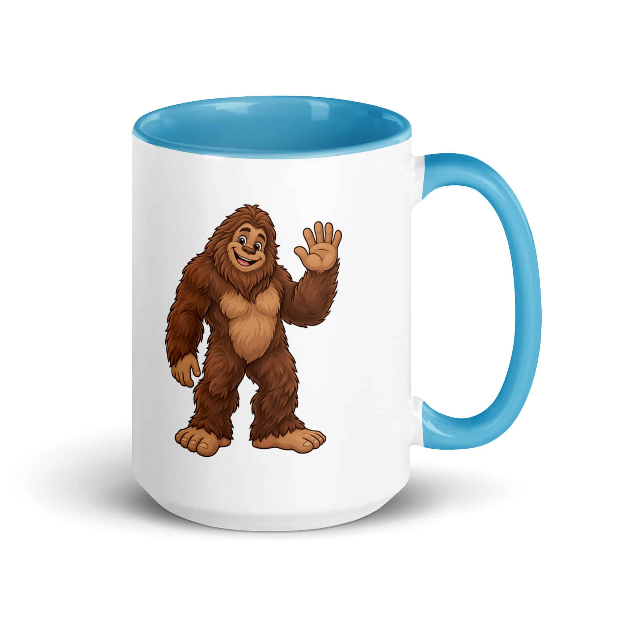 Friendly Waving Bigfoot Color Inside Mug