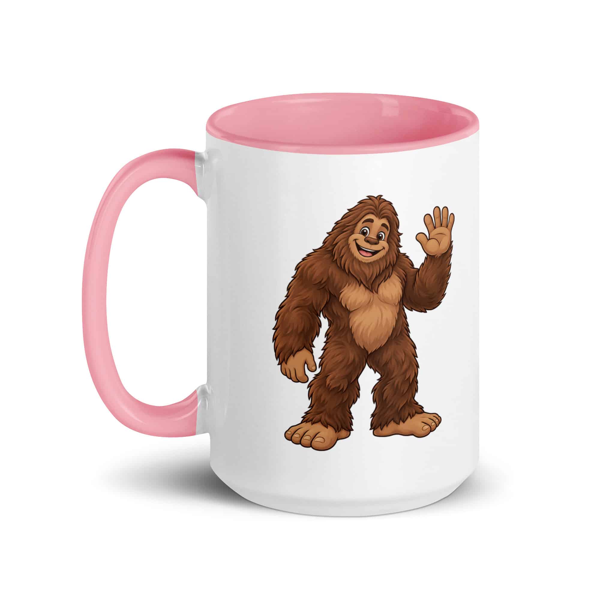 Friendly Waving Bigfoot Color Inside Mug