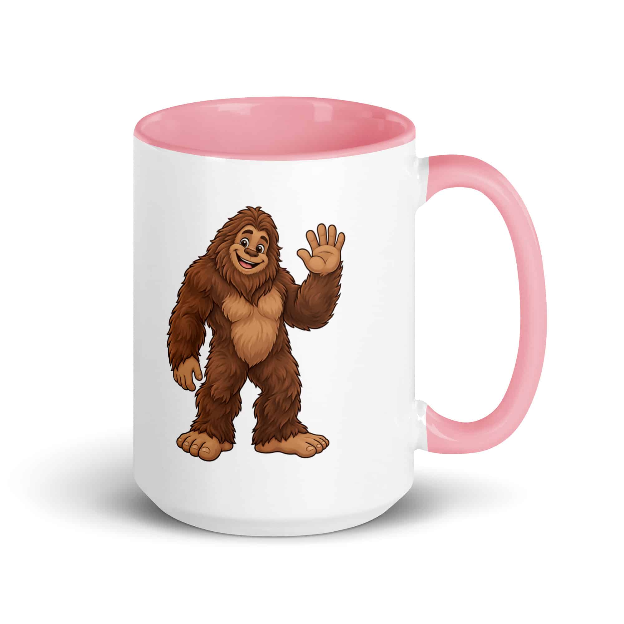 Friendly Waving Bigfoot Color Inside Mug