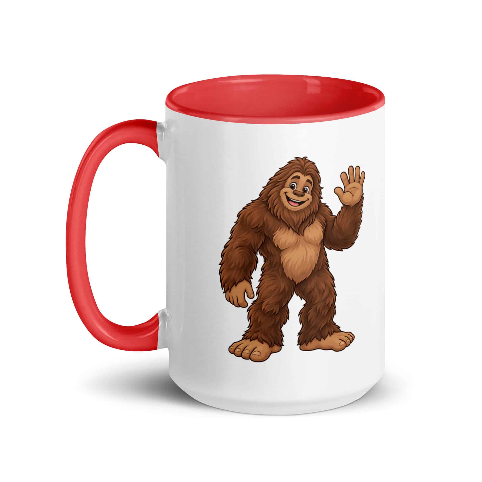 Friendly Waving Bigfoot Color Inside Mug