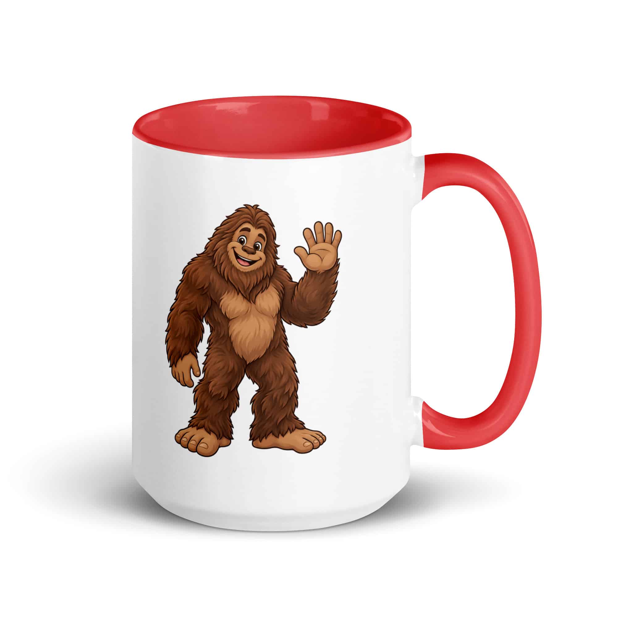 Friendly Waving Bigfoot Color Inside Mug
