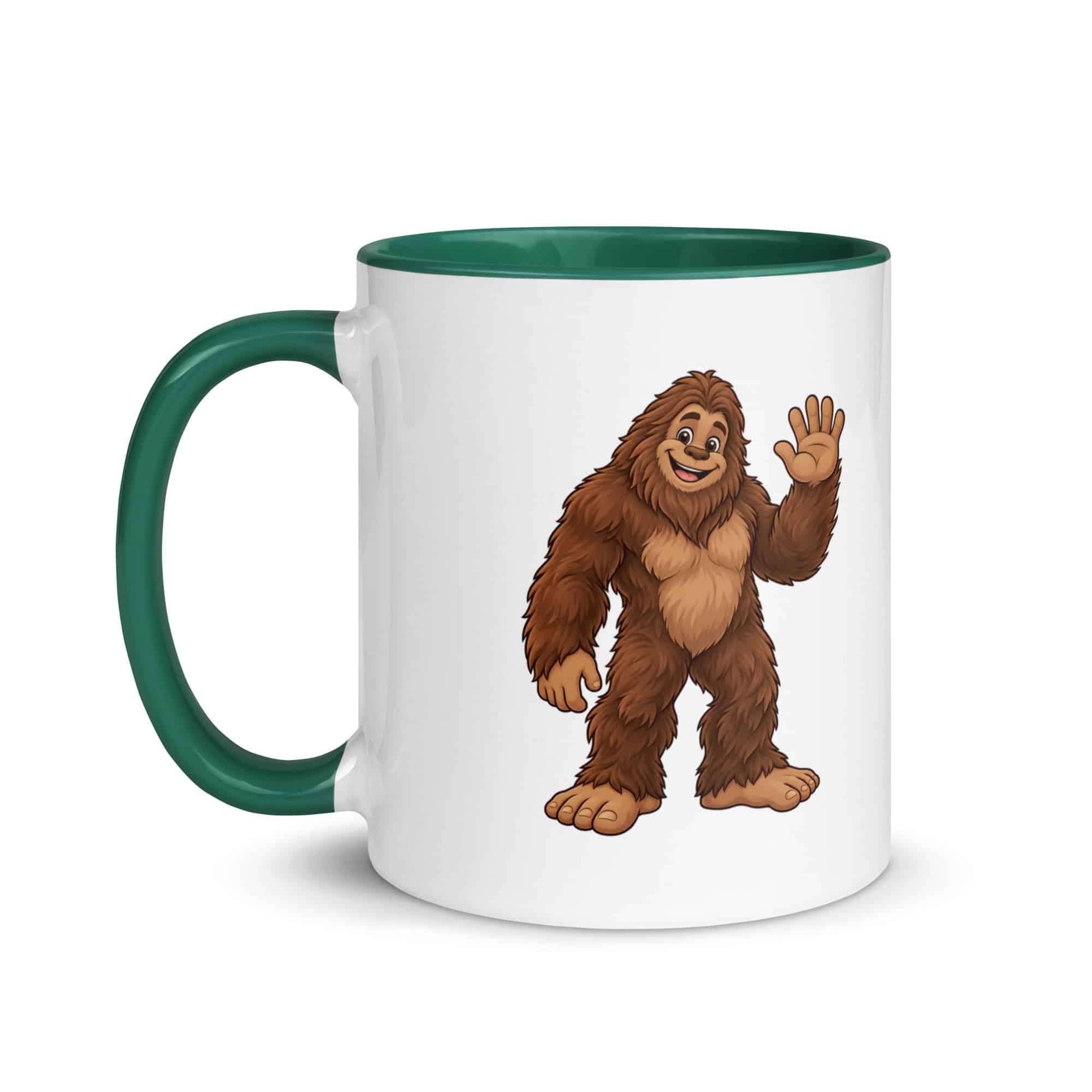 Friendly Waving Bigfoot Color Inside Mug