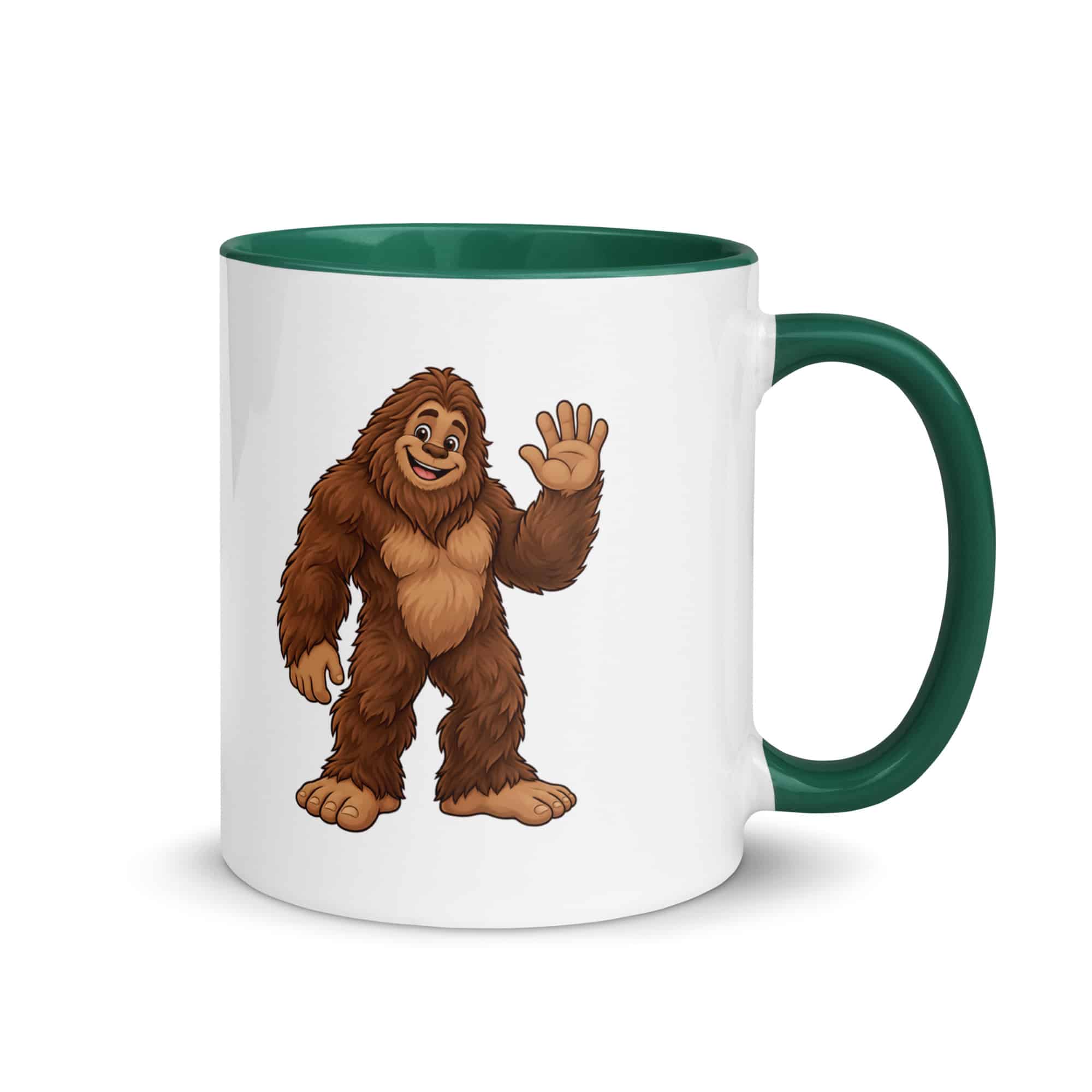 Friendly Waving Bigfoot Color Inside Mug