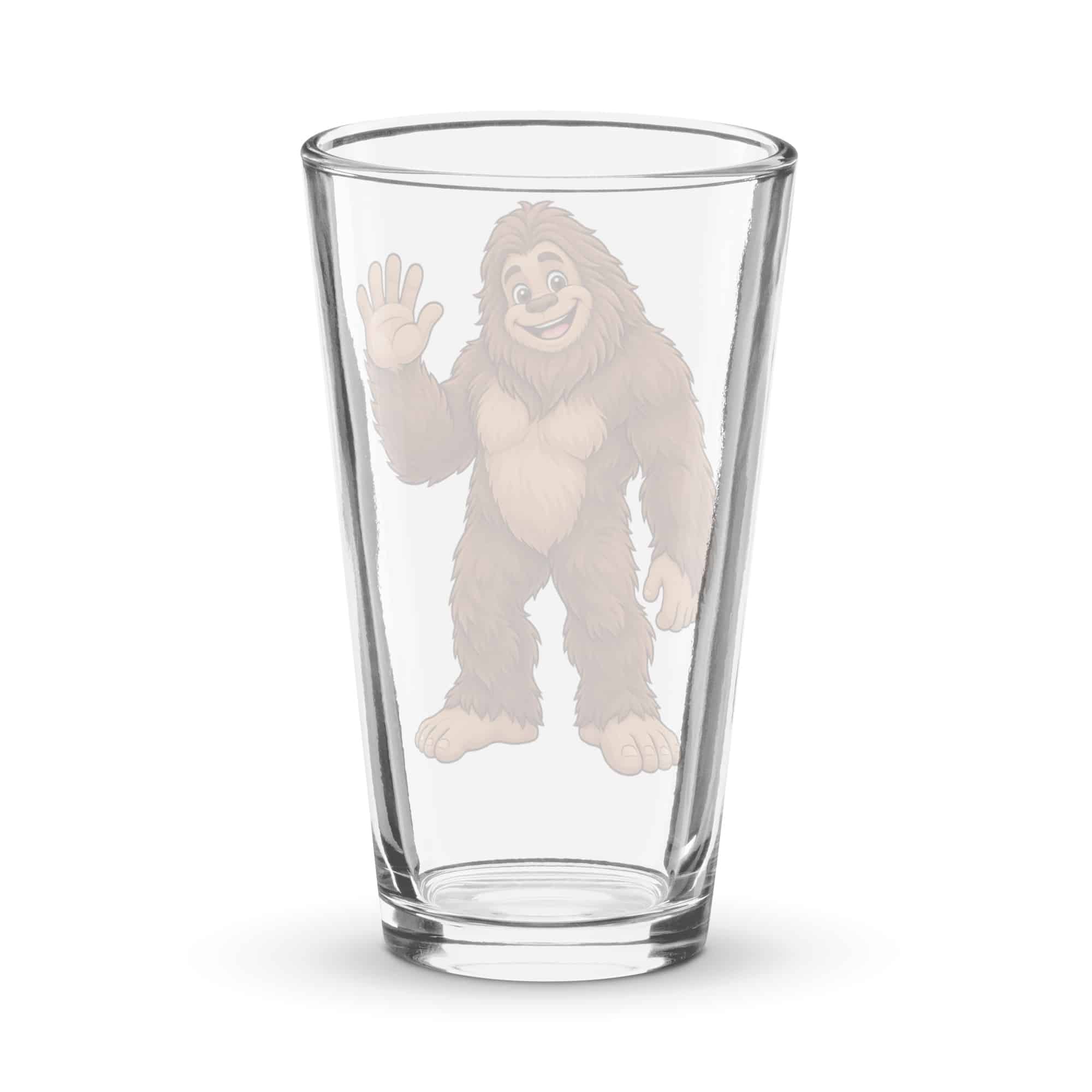 Friendly Waving Bigfoot Pint Glass