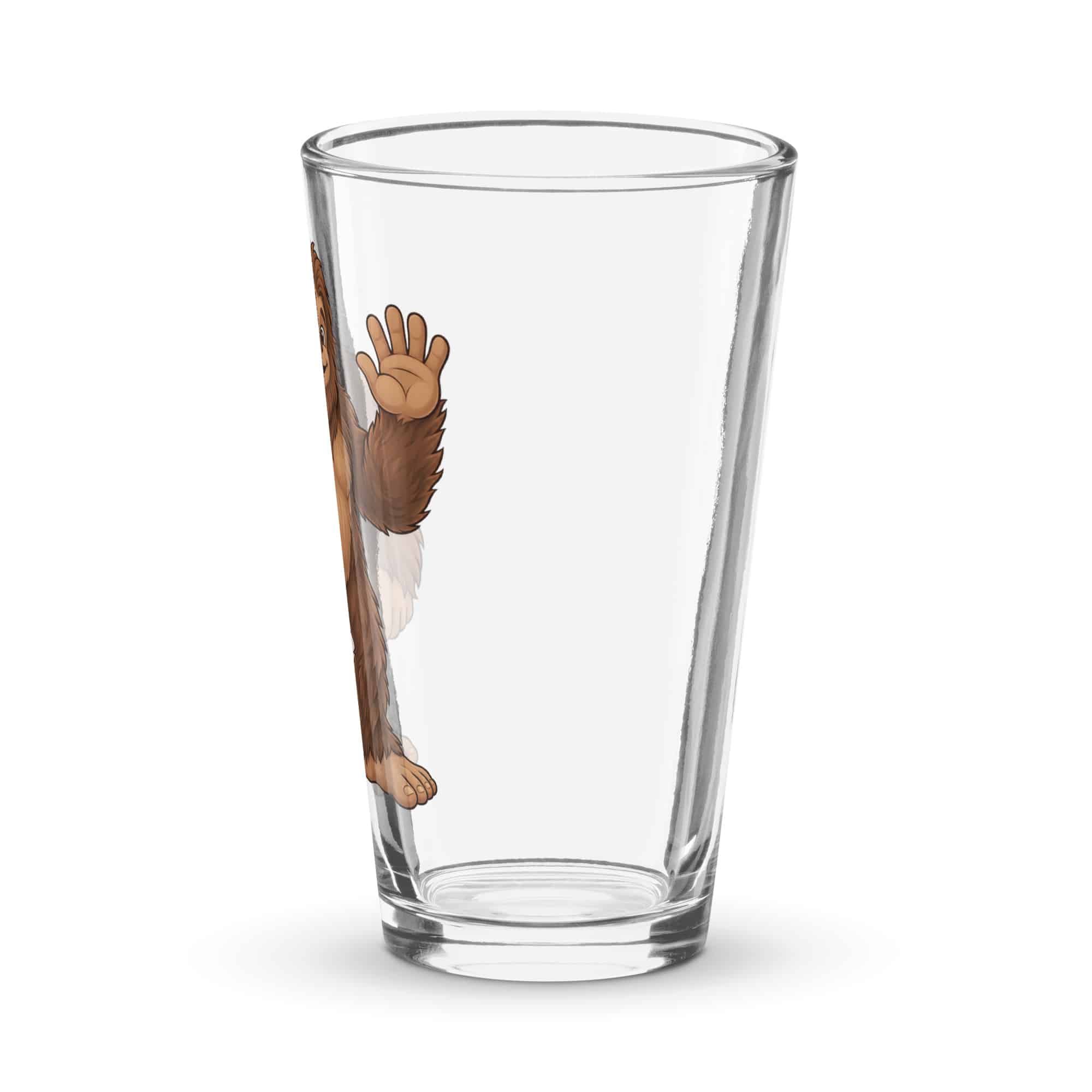 Friendly Waving Bigfoot Pint Glass