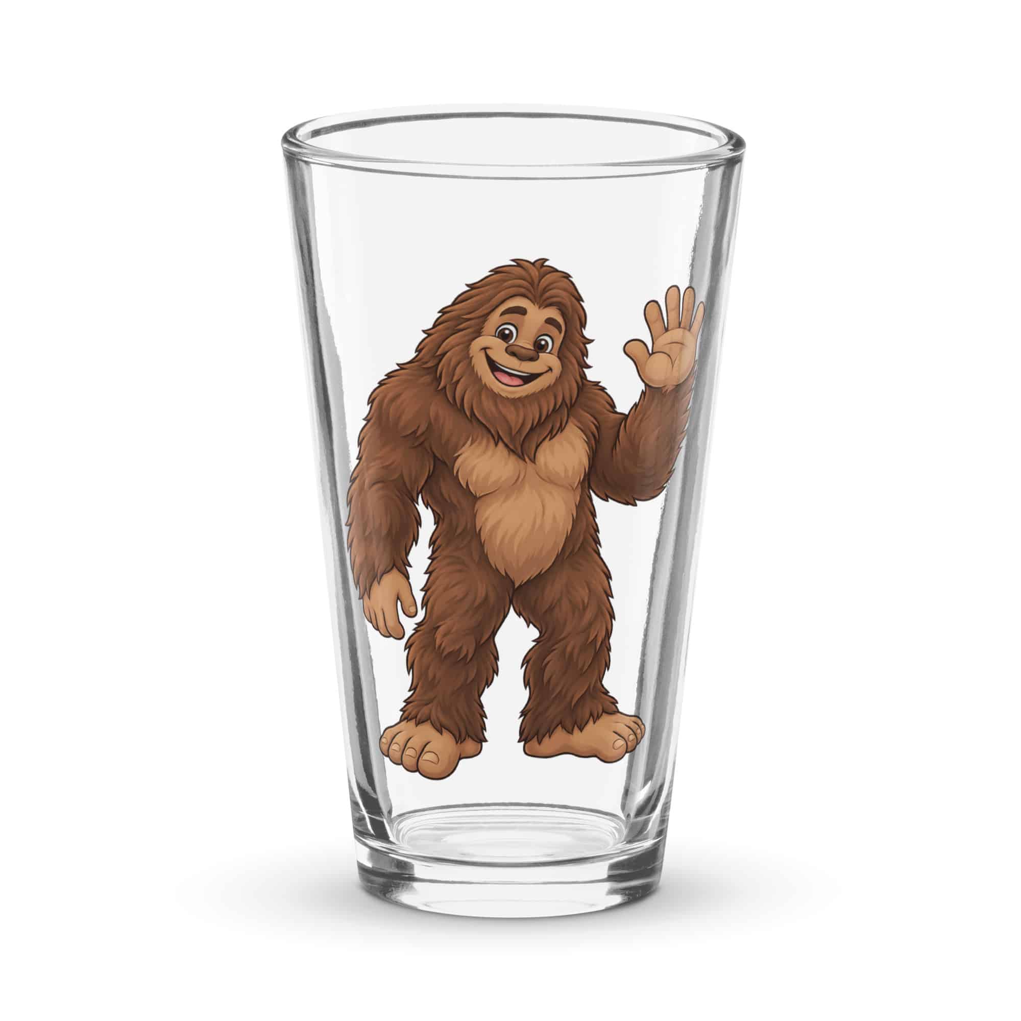 Friendly Waving Bigfoot Pint Glass