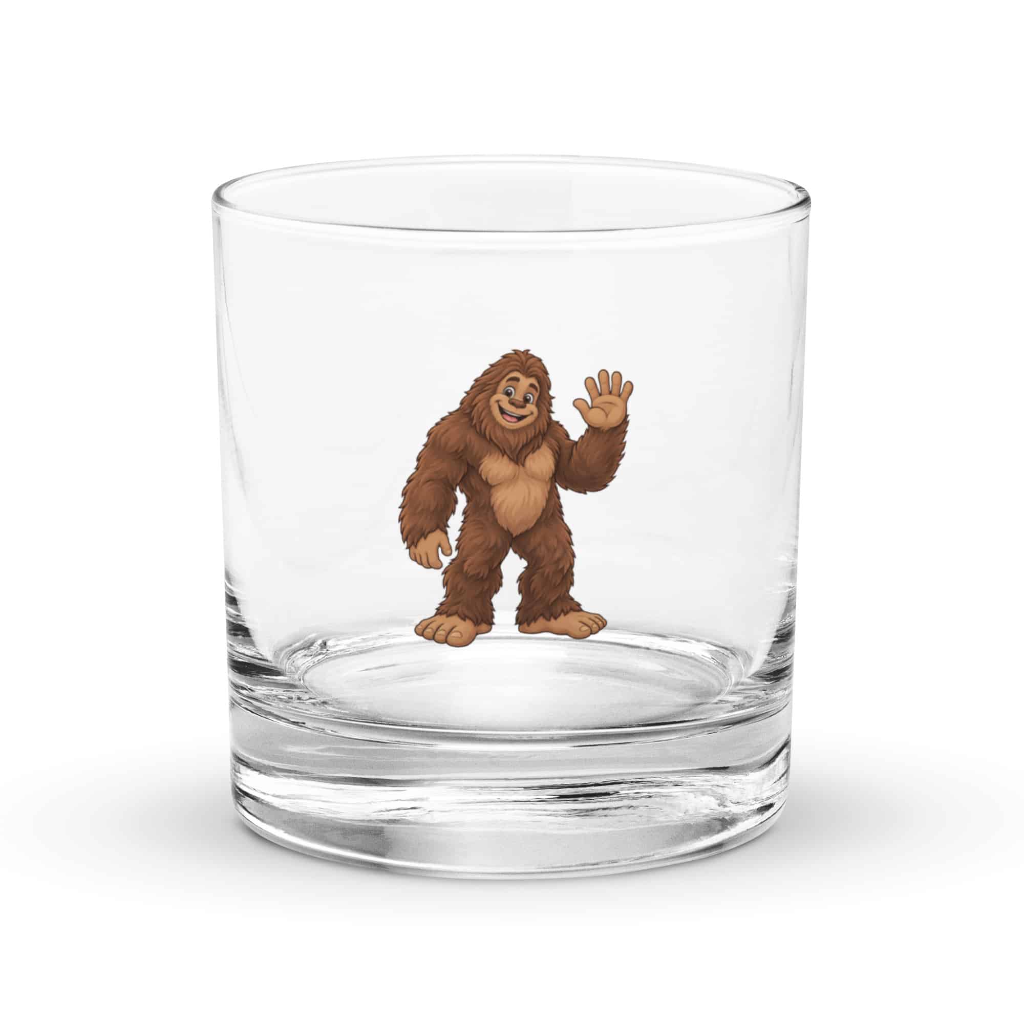 Friendly Waving Bigfoot Rocks Glass