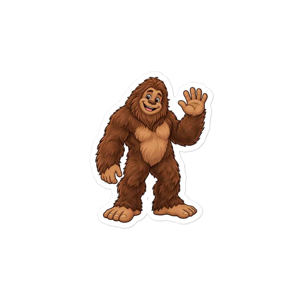 Friendly Waving Bigfoot Vinyl Sticker