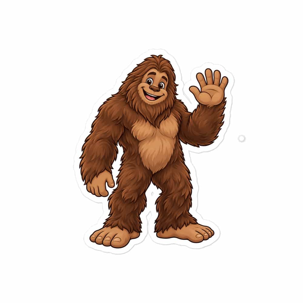 Friendly Waving Bigfoot Vinyl Sticker