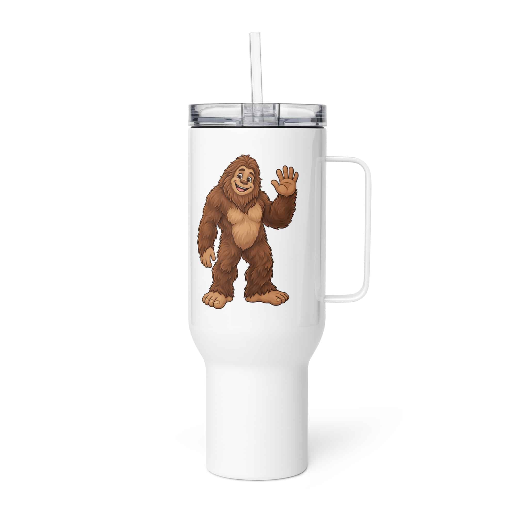 Friendly Waving Bigfoot Travel Mug