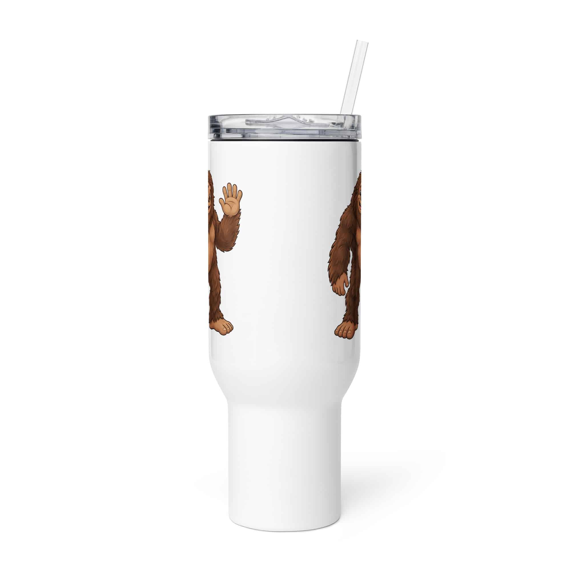 Friendly Waving Bigfoot Travel Mug