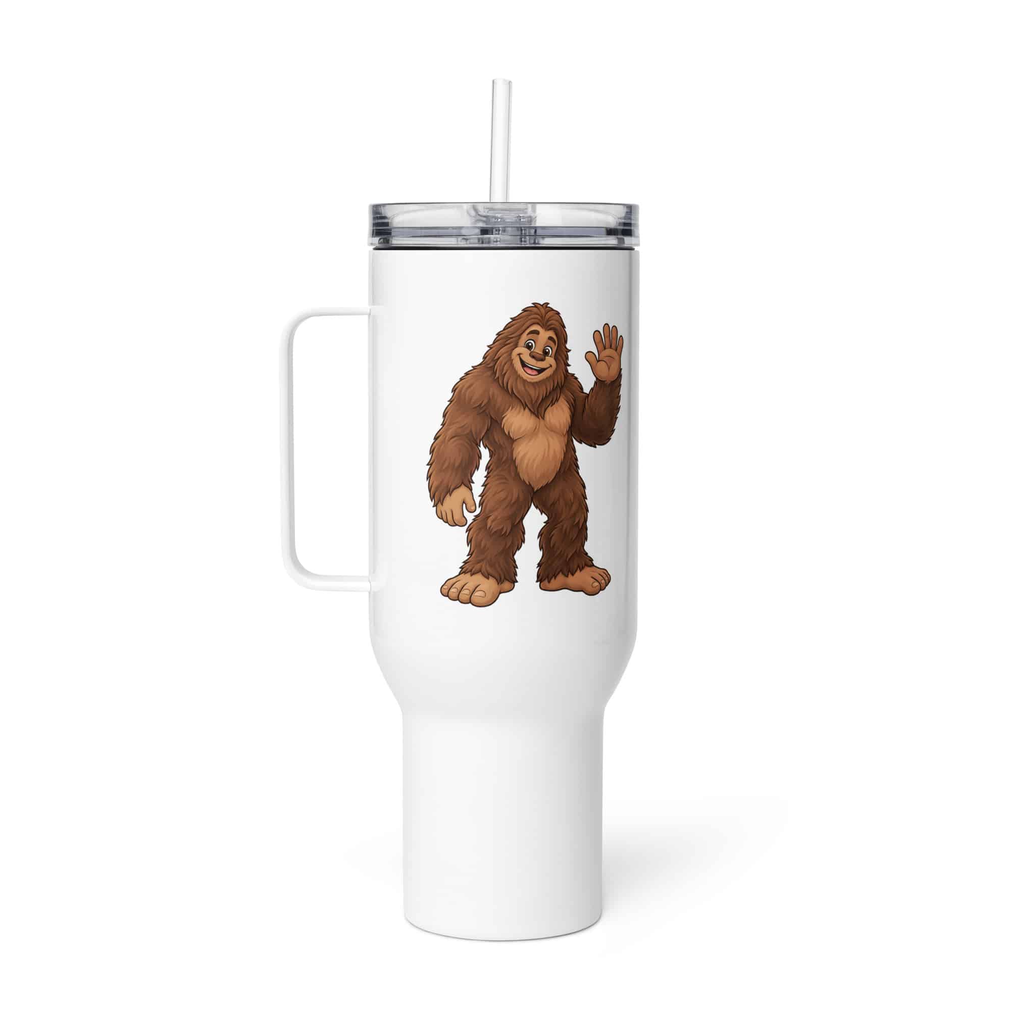 Friendly Waving Bigfoot Travel Mug